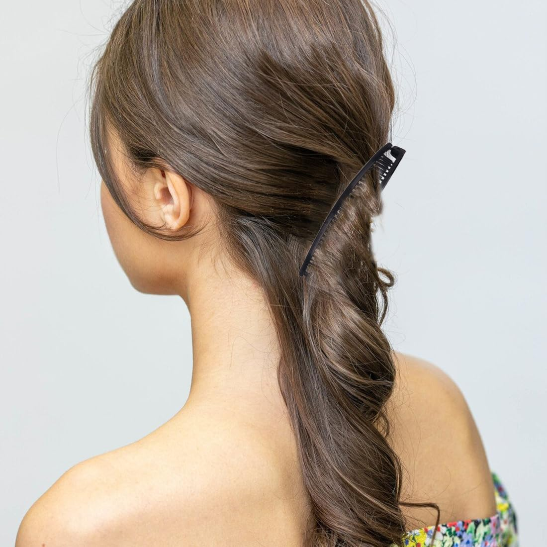 Pack of 4 Banana Hair Clips Clincher Combs Large Vintage Banana Clips Comb Fishtail Hair Clip Ponytail Holder Clips for Women Girls Thick Curly Hair image number 1