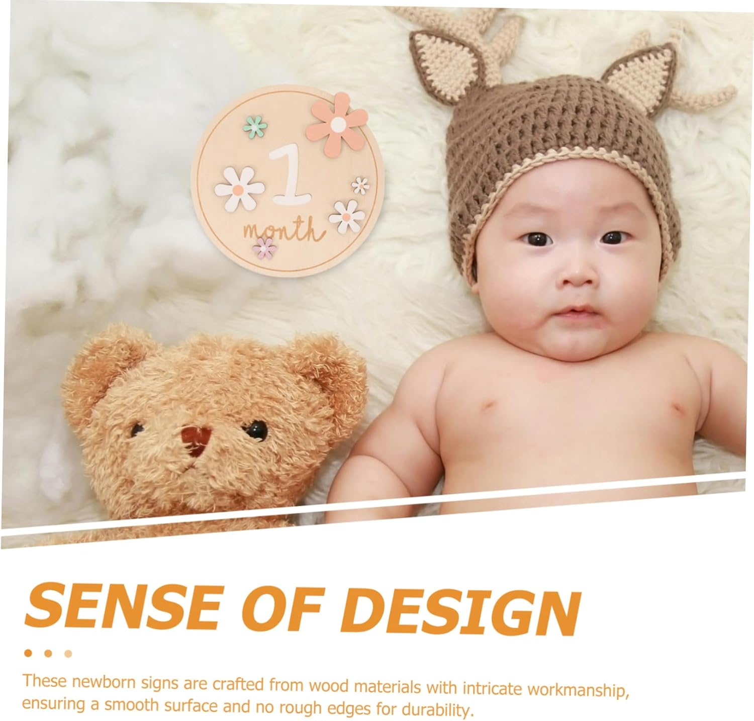 HANABASS Milestone Cards Wooden Monthly Announcement Discs for Newborn Photography Props Lightweight Decor for Showers and Gender Reveals Boxed image number 1