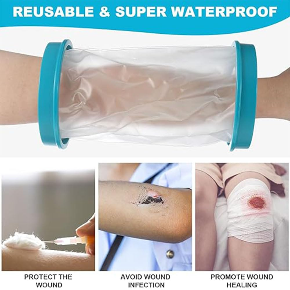 Arm Cast Bandage Protector Waterproof Sealed Cover for Adult Bath Shower, Keep Wounds & Burns Dry, Hands Elbow Reusable Blue Soft Comfortable (Adult Elbow) image number 2