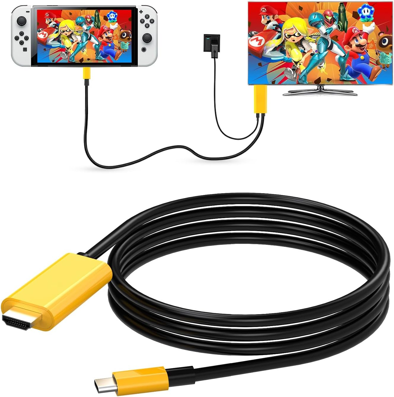 Boreguse Switch Dock for Nintendo Switch Docking Station 1.8M/6Ft USB C to HDMI for NS/OLED Mode,Type C to HDMI TV Adapter with 1080P@60Hz Output, 100W PD Charging Port