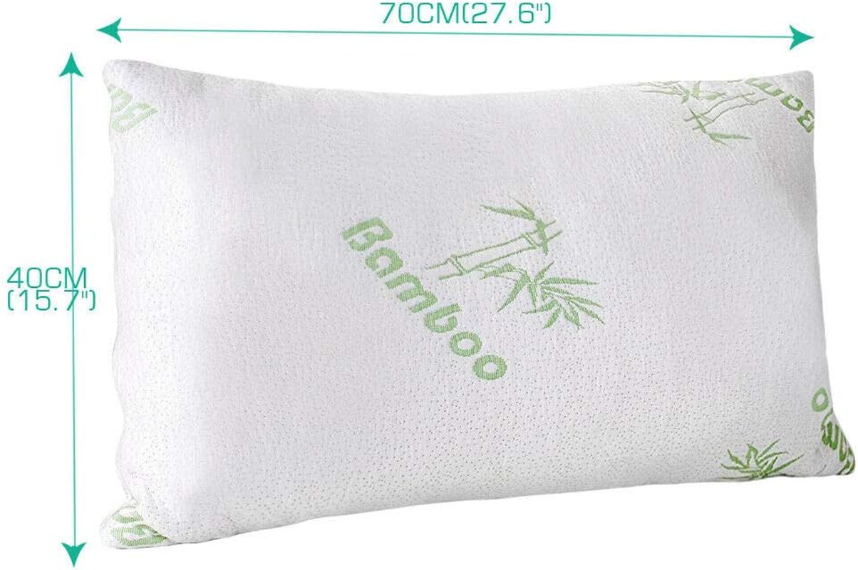 Dreamz 2X Memory Foam Pillow Shredded Cushion Sleeping Bed Pillows Breathable & Hypoallergenic Bamboo Cover with Zipper Moisture Wicking Back/Stomach/Side Sleeper Standard Size (70Cmx40Cm) image number 5