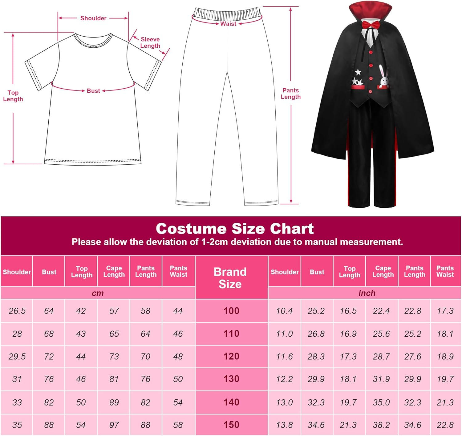 Relibeauty Magician Costume Kids with Hat and Gloves image number 4