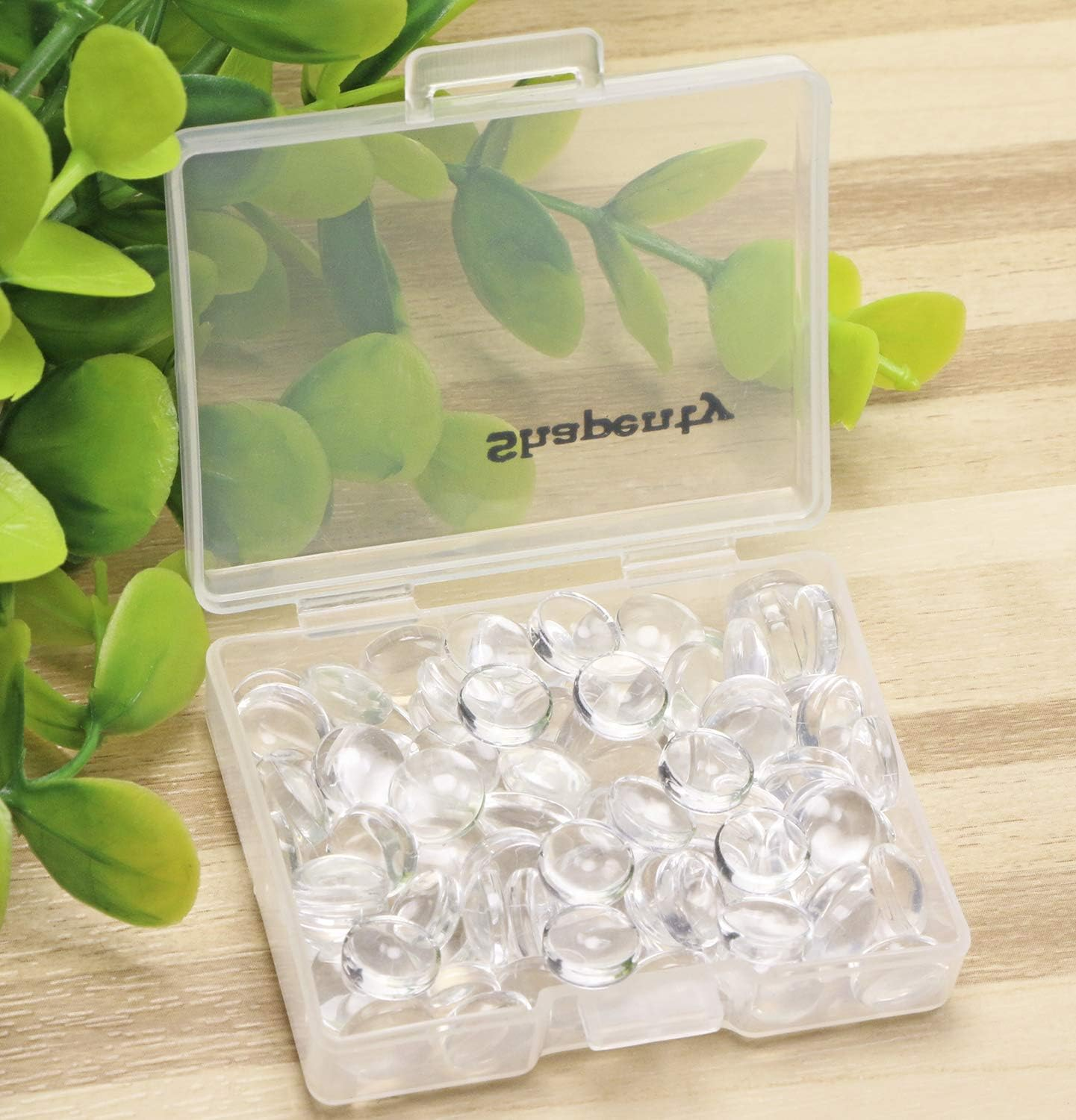 Shapenty Clear round Glass Dome Tiles Cabochons Charms Bulk Small Flat Back Imitation Gemstone for Cameo Photo Pendant Necklace Bracelet Earring Ring Keychain DIY Craft Jewelry Making,100Pcs (8 MM), Glass, Glass - Transparent image number 3