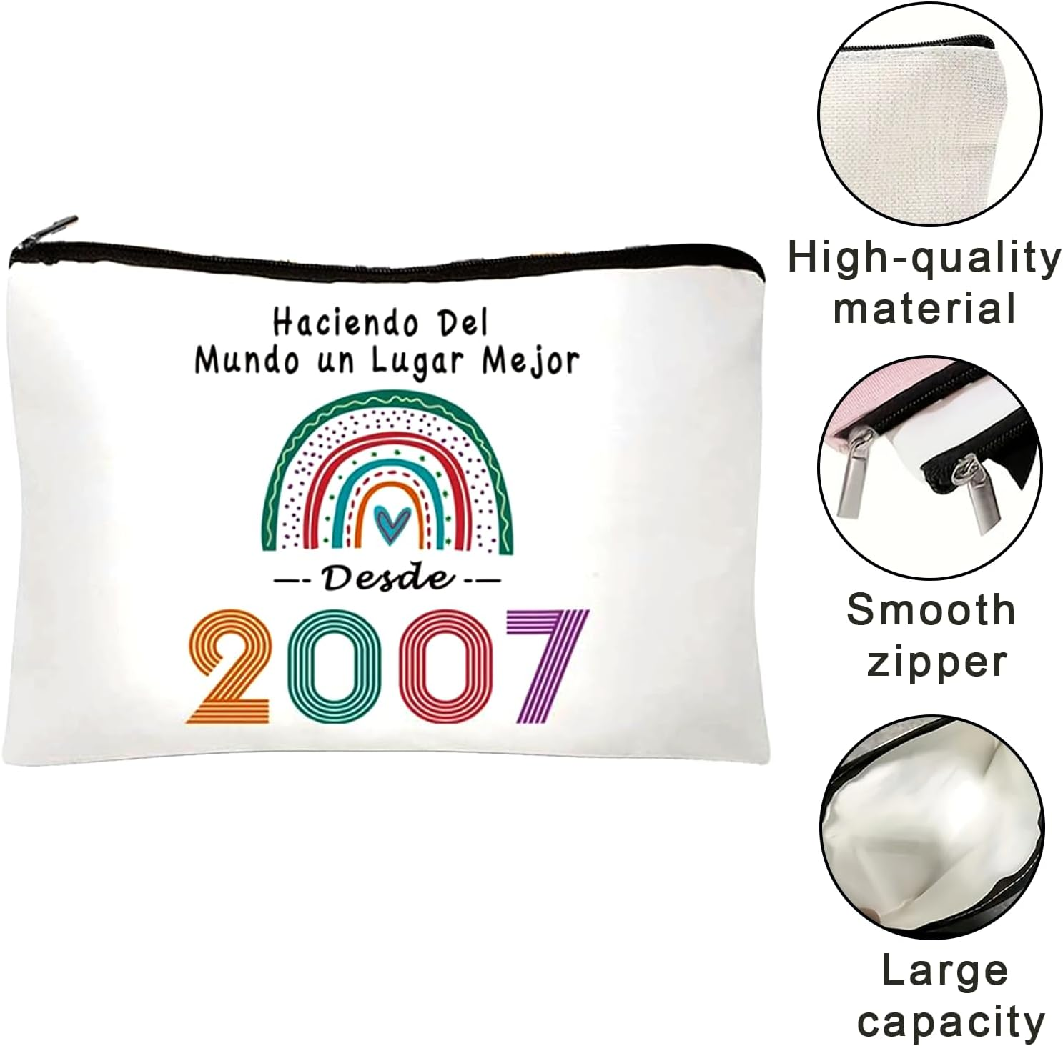 18Th Birthday Gift Cute Small Makeup Bag Large Capacity Rainbow Makeup Bag Fun Zipper Bag Portable Toiletry Bag Girl Birthday Gift Idea for Storage Storage for Girls and Women image number 1