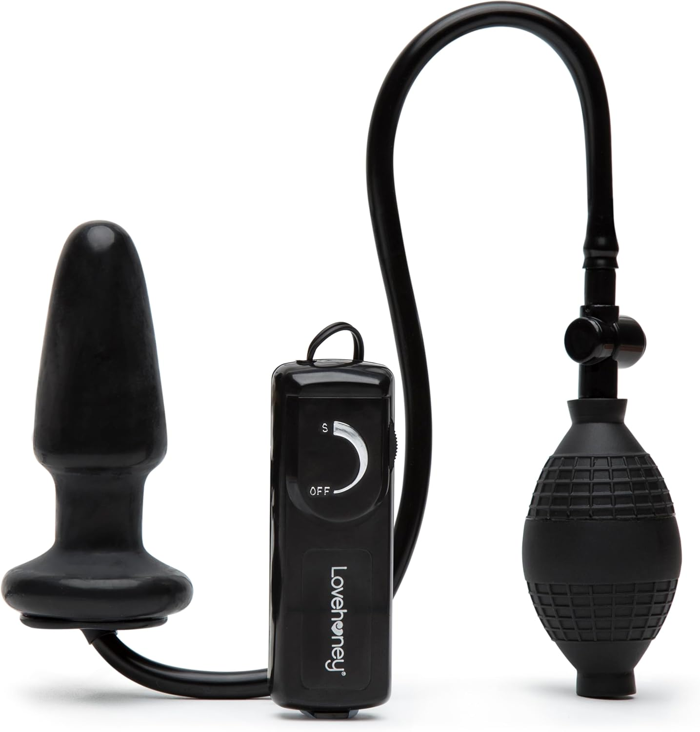 Lovehoney Vibrating Inflatable Butt Plug - 4.5 Inch Butt Plug - Wired Remote Control for Adjustable Anal Stimulation - Easy to Use Anal Bulb Pump - Black image number 2