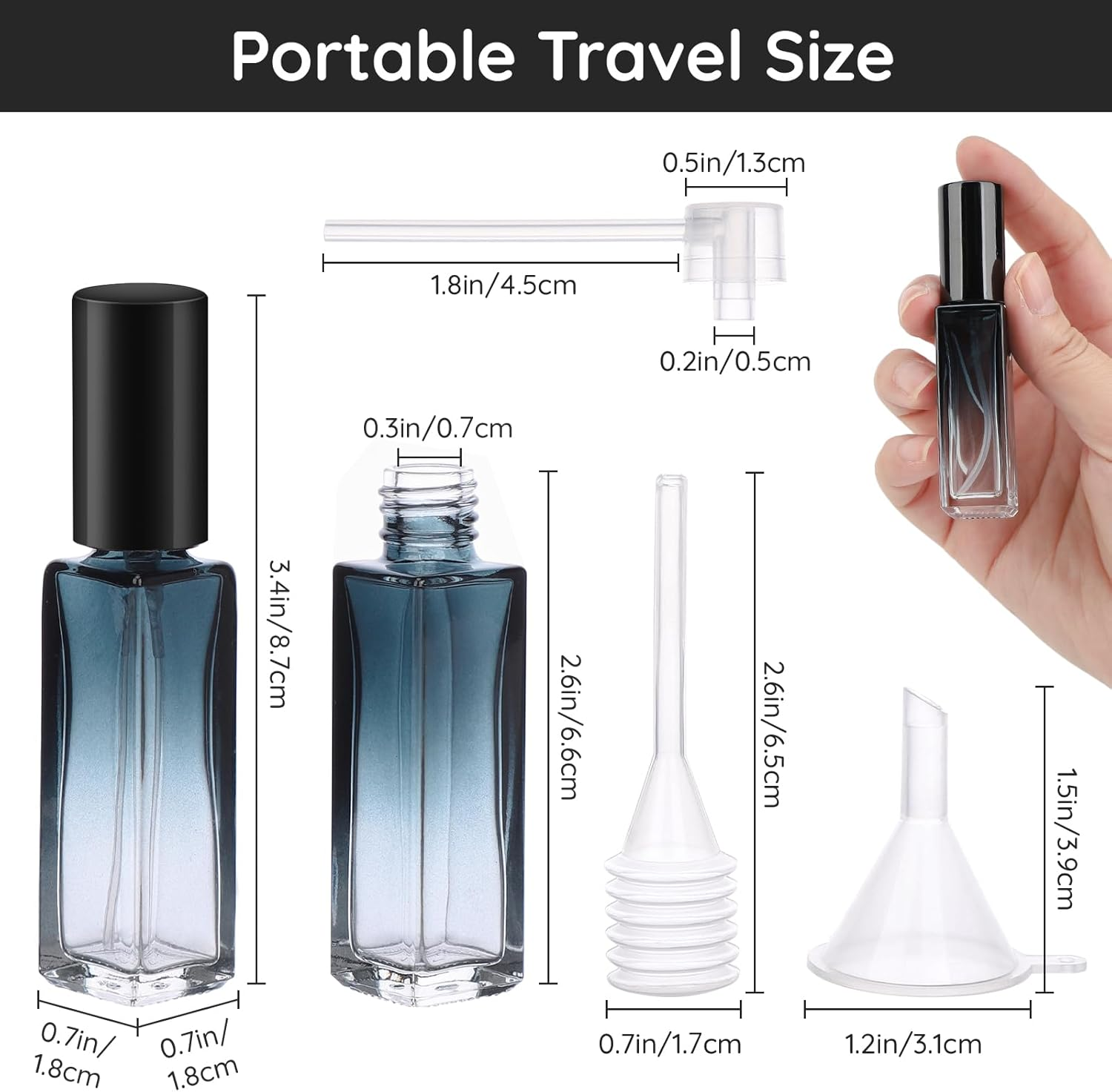 Segbeauty Perfume Atomiser Glass, 5Pcs Travel Perfume Refillable Bottle 10Ml, Perfume Empty Bottles for Men and Women, Good for Party and Date, Gradient Blue image number 6