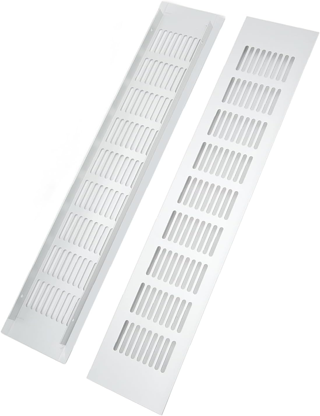Ventilation Grille 2Pcs Aluminum Alloy Rectangular Vent Plate 80X400Mm with Pre-Drilled Holes for Easy Installation for Closets Shoe Cabinets Motorhomes Rvs Camping Home Office Furniture image number 6