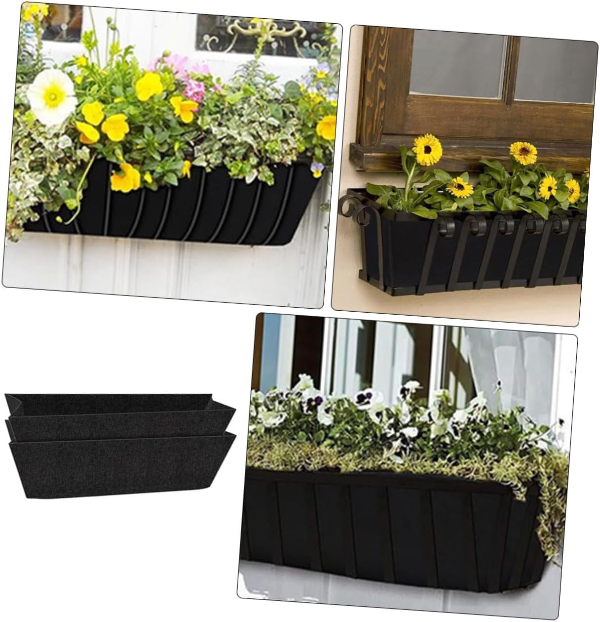 4Pcs Felt Plant Troughs Liner Inserts for Hanging Flowerpots for Home Gardening Balcony Decoration Convenient Replacement for Growth image number 4