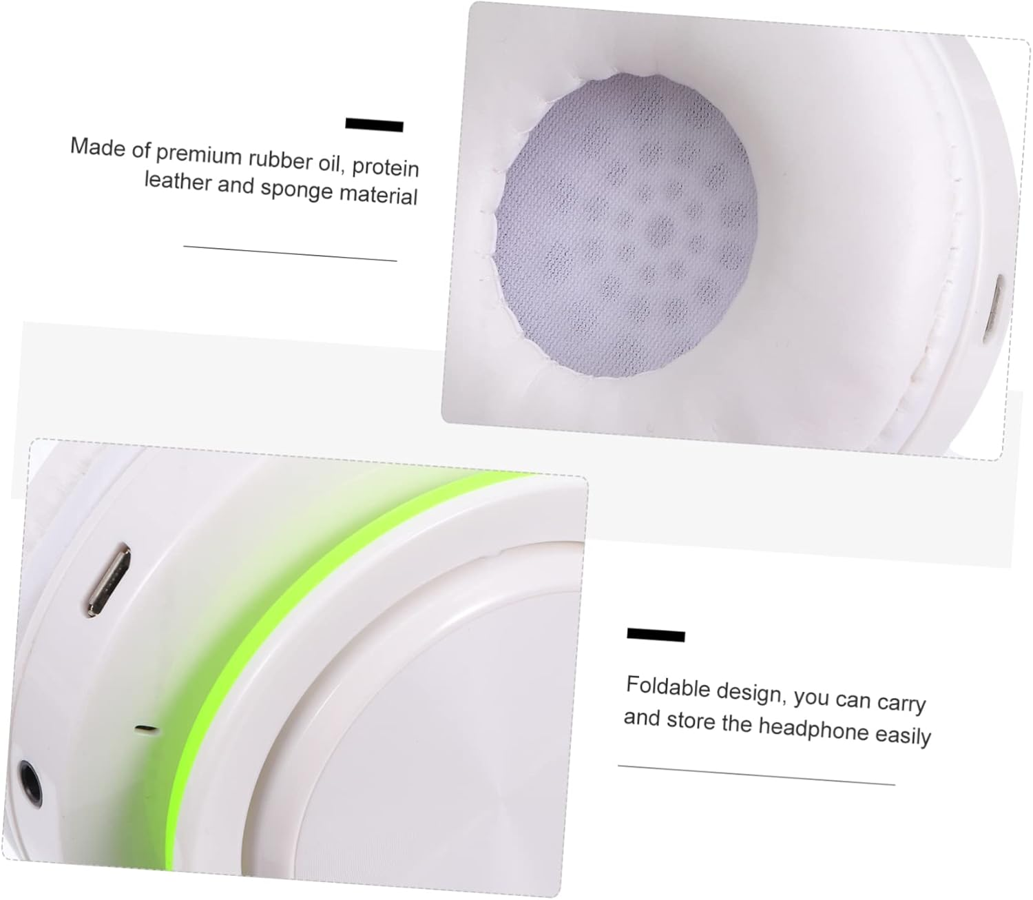 Holibanna Wireless Foldable Headset Over-Ear Stereo Headphone Adjustable Design Noise Reduction for Sports and Travel, Green and White image number 5