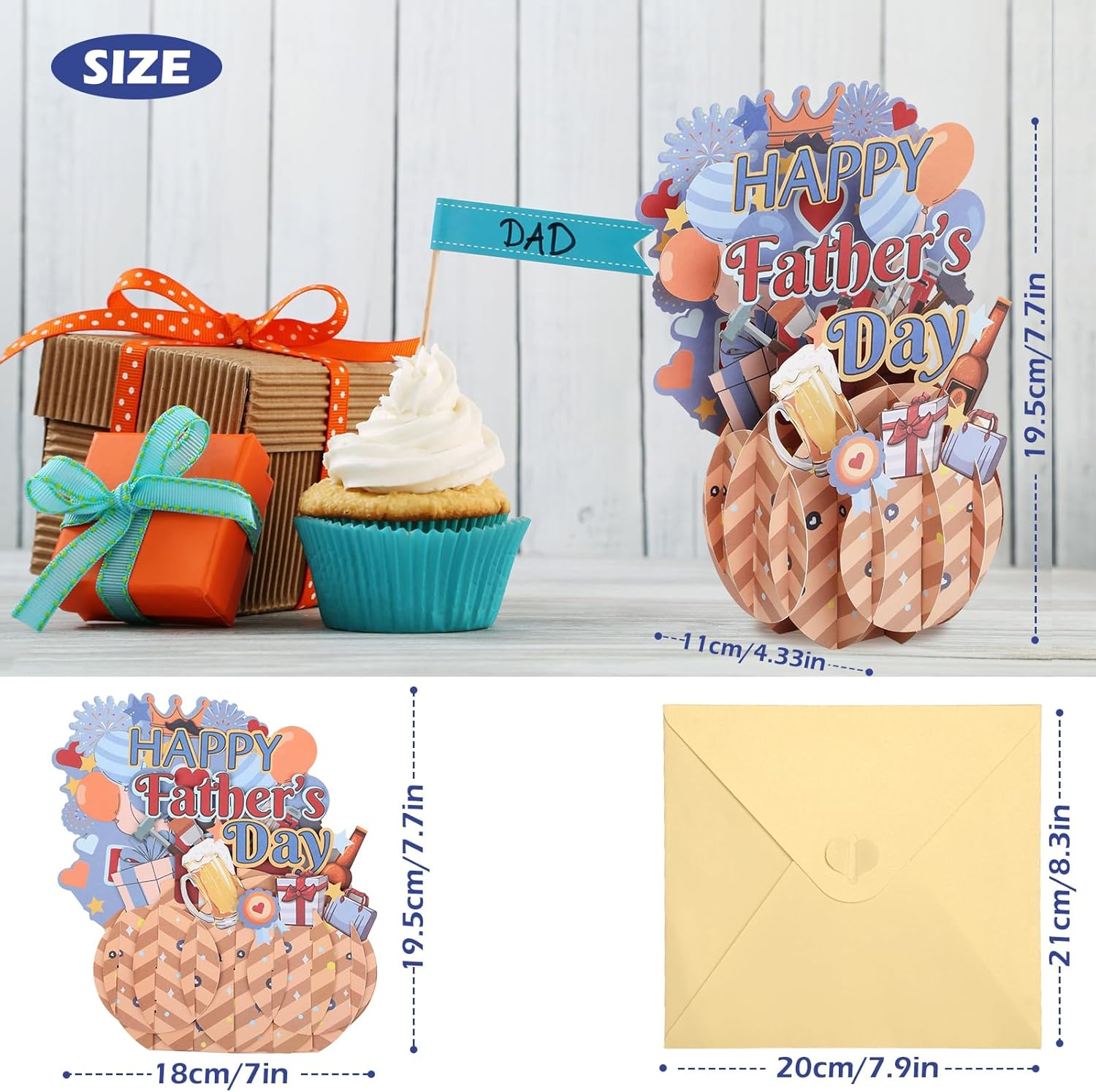 Bighan Pop up Happy Father'S Day Card, 3D Father'S Day Pop up Greeting Boxed Cards Anniversary Pop up Cards for Men, B - C image number 2