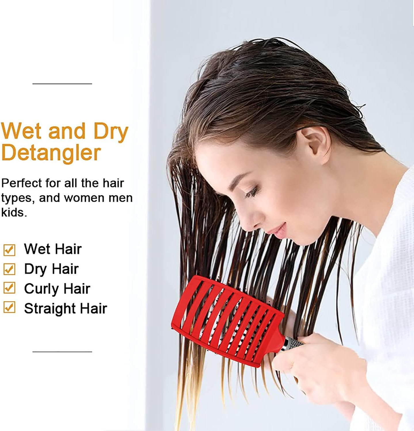 Magical Ultra Detangling Brush for Wet or Dry Hair, Detangler Brush, Fast Drying Styling Massage Hairbrush for Men, Women and Kids (Black) - Gold image number 6