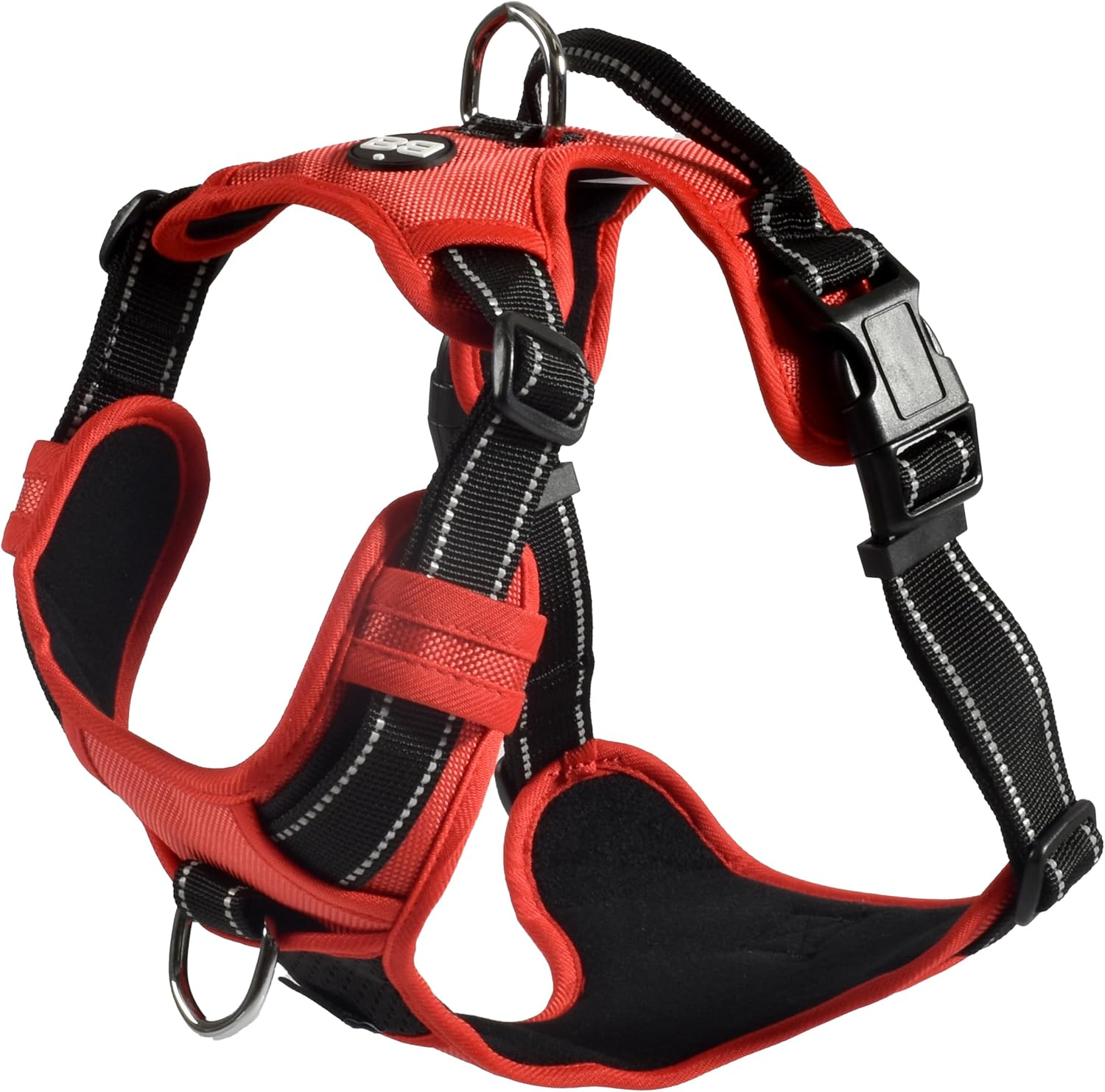 Bobby Rando Walk Dog Harness for Medium Small Large Dogs Nylon Safe Comfortable Reflective Adjustable Red S/32-48 X 1.6Cm