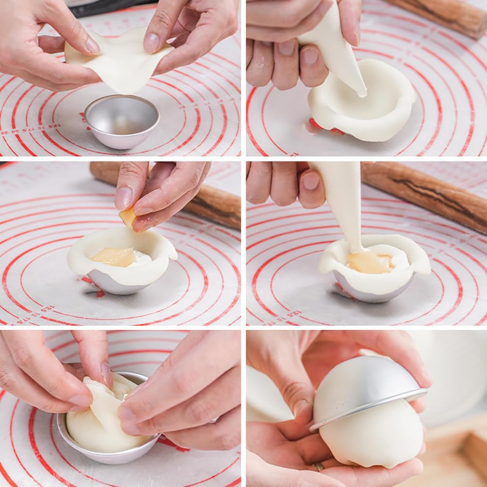 GSHLLO 10 Pcs 5.5Cm Bath Bomb Molds Bath Soap Moulds Half round Cake Pans Pudding Baking Pans Aluminum Cake Cups Egg Tart Moulds Dessert Cooking Pans image number 1