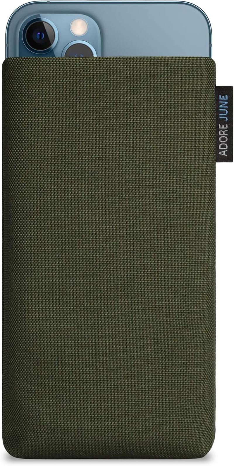Adore June Classic Olive-Green Protection Sleeve Compatible with Iphone 13 Pro Max/Iphone 12 Pro Max, Pouch Case Made of Durable Fabric with Display Cleaning Effect
