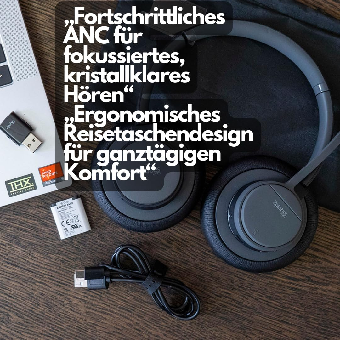 2Globes Hybrid Lite: DECT and Bluetooth Headset with Intuitive Controls and Seamless Device Integration - Black image number 6