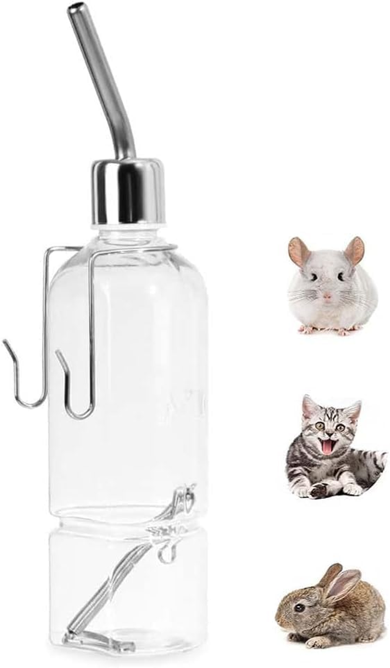 Pet Cage Water Bottle,Parrot Water Feeder Pet Hanging Water Feeding Bottle No Drip Dispenser Pet Supplies with Stainless Steel Ball Nipple for Rabbit,Guinea Pig,Hamster Dispenser Bottle (2Pcs, 350Ml)