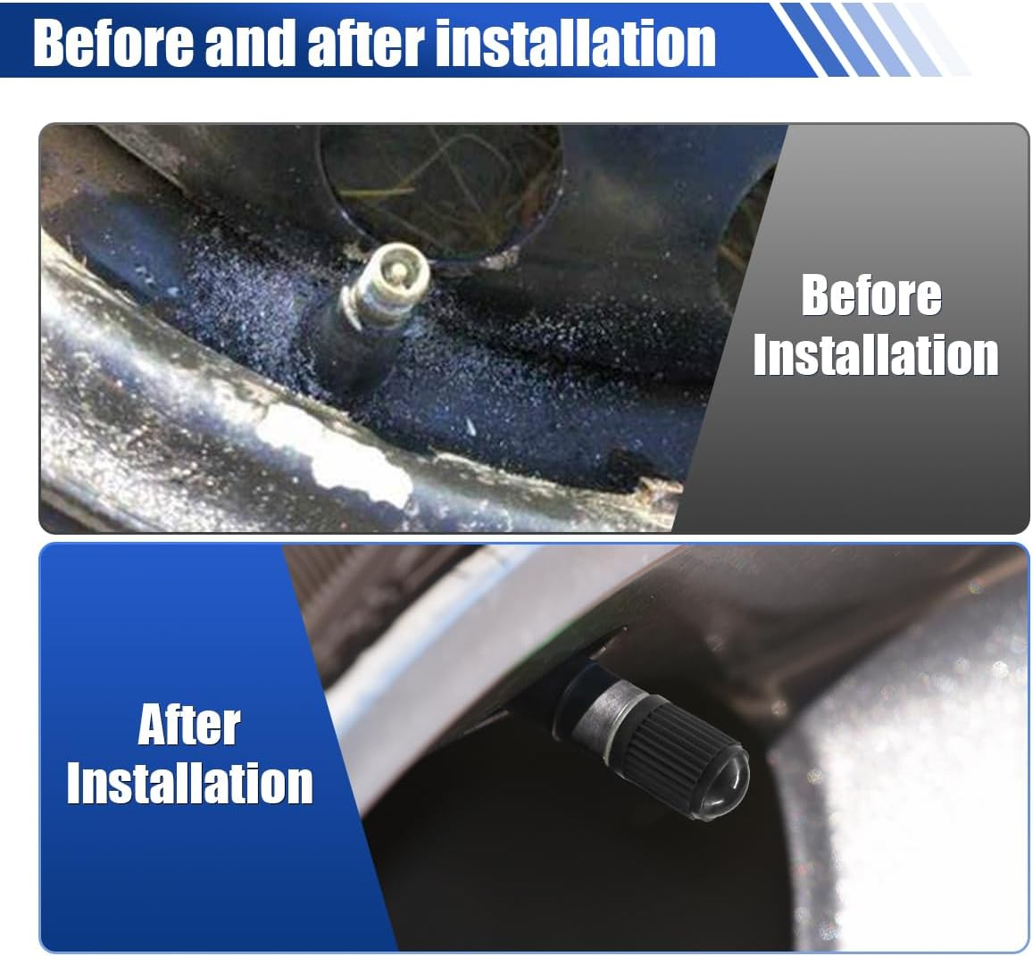 20PCS Car Tire Valve Stem Caps, Plastic Tire Stem Valve Dust Cover with O Rubber Seal, Universal Tire Air Valve Cap Stem Covers for Cars, Suvs, Trucks, Bikes and Motorcycles (Black) image number 1