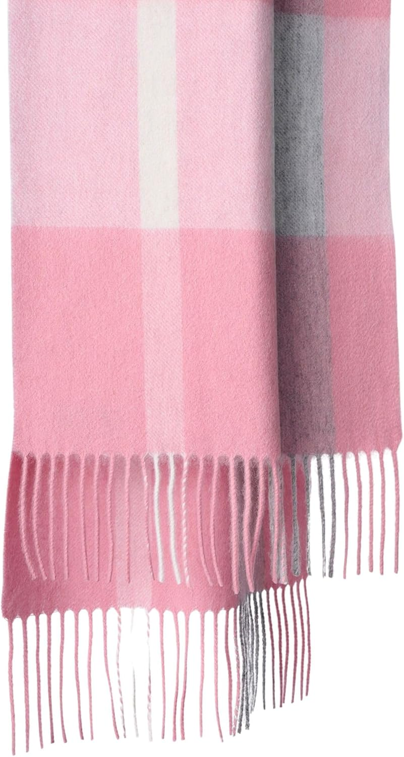WOOLI WOOLI Australian Made Merino Wool Scarf | Pink Plaid Scarf- Lake Hillier, WA