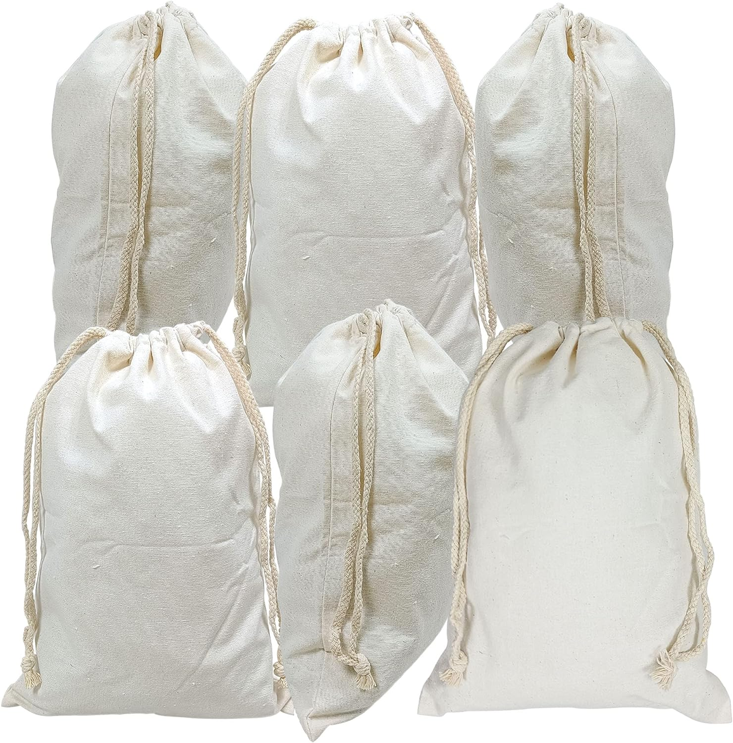 Drawstring 100% Cotton Muslin Bags Reusable Storage Bag for Shopping Home Kitchen Food Grocery Vegetable Storage Etc. (6 PCS 10"X14"/25X35Cm) image number 6