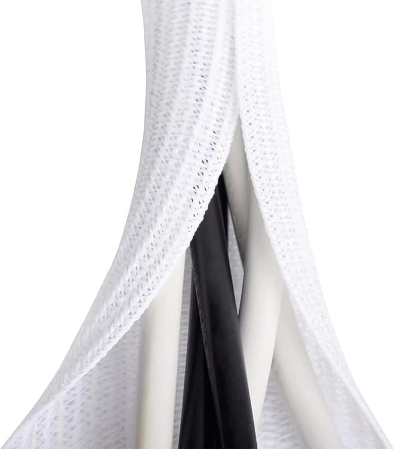 RODISHOMM Cable Sleeve, 6.6Ft (2M) Cable Organizer, Wire Protector Wrap for Desk PC, TV, Computer, USB, Braided Cord Management for Home and Office, 1/2 Inch inside Diameter（White） image number 1