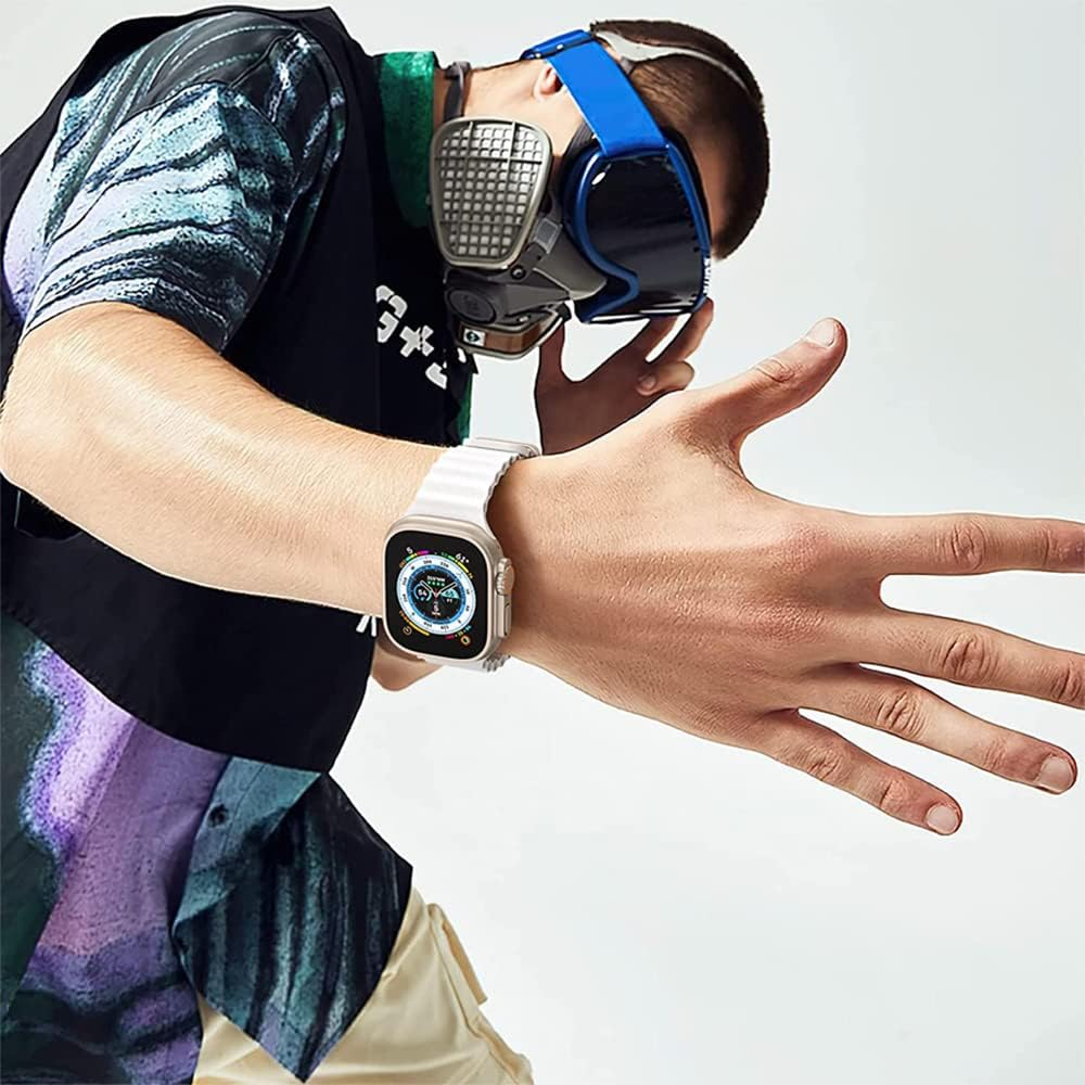 Ocean Band Compatible for Apple Watch Ultra 49Mm 46Mm 45Mm 44Mm 42Mm(Series 3/2/1), Sport Silicone Replacement Strap Compatible with Iwatch Ultra 3/2/1 Series 11/10/9/8/7/6/5/4/3/2/1/SE image number 6