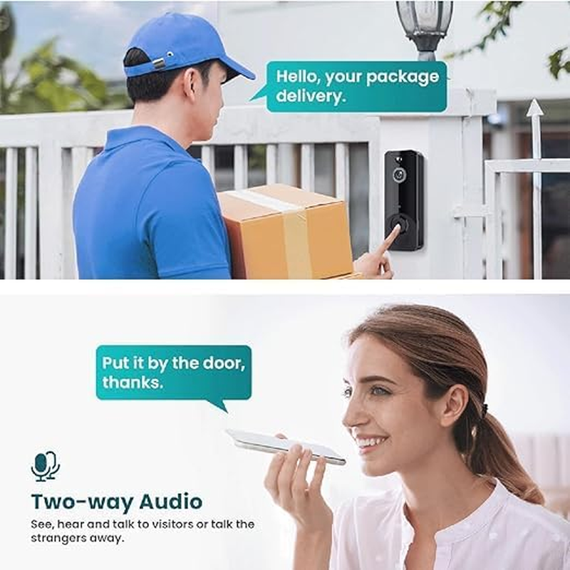 M8 Smart Wireless Video Doorbell &ndash; 720P HD, Wifi Remote Monitoring, PIR Motion Detection, Two-Way Audio, Night Vision &ndash; Aiwit App &ndash; Black image number 6