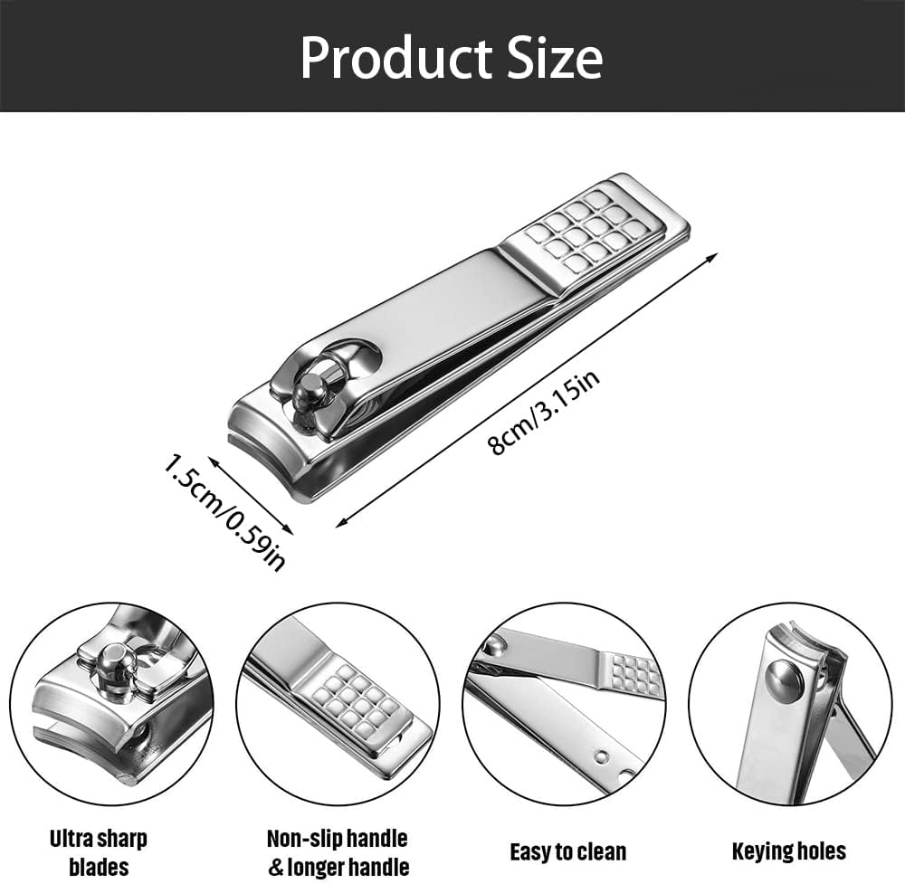 Nail Clippers Set,Large Toenail Clippers for Thick Nails,15Mm Sharp Curved Blade Clippers Cutter,Finger Nail Clippers for Men Adults,Women,Seniors(4Pcs,Black,Silver,Green,Blue) image number 6