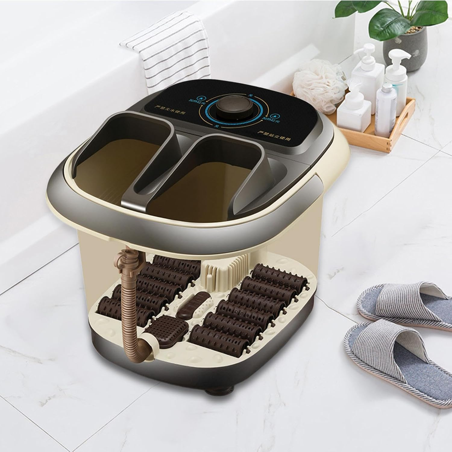 JAYIOLA Foot Bath Foot SPA with Red Light Electric Constant Temperature Feet Soaking Tub Foot Bath Bucket, Gray - Gray image number 3