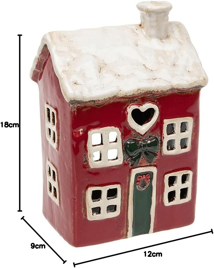 Village Pottery Christmas Cornish Lantern Large Red House image number 1