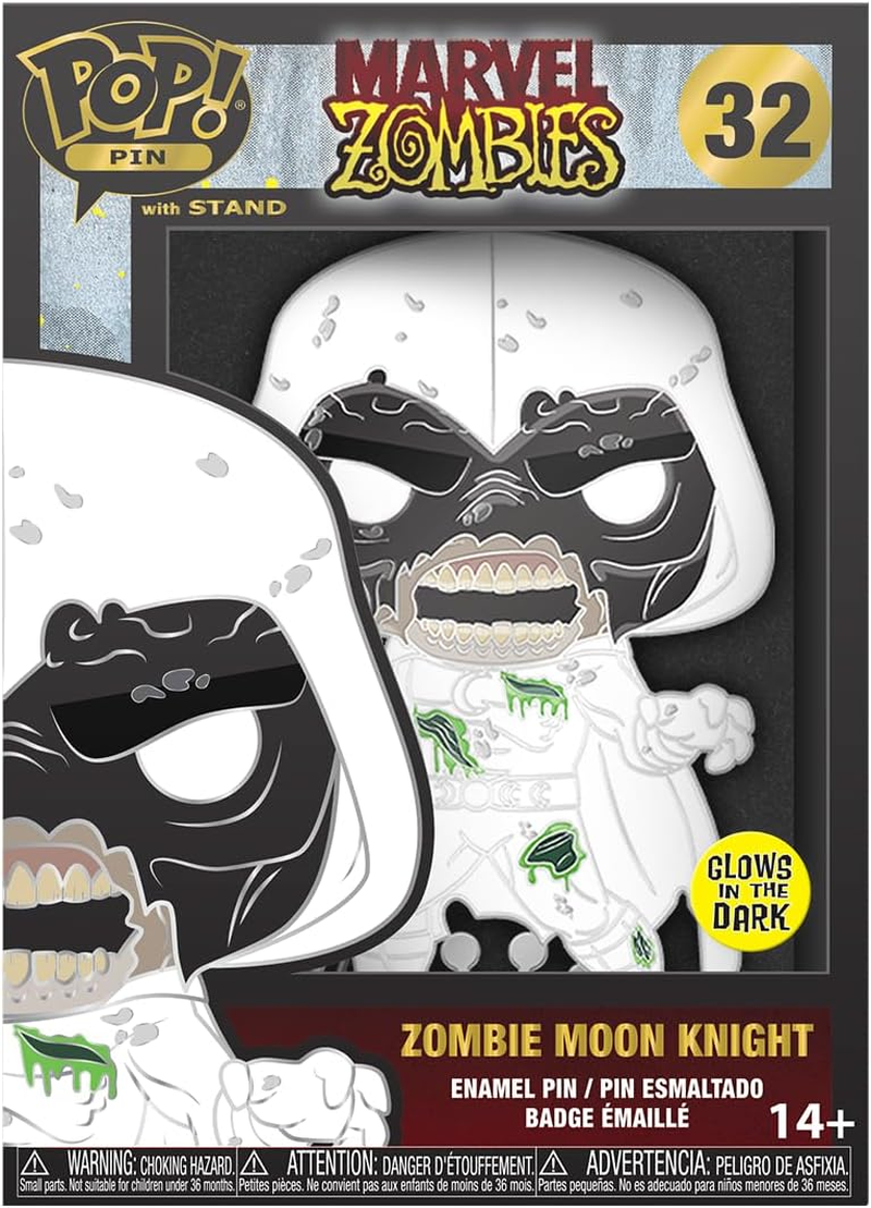 Funko Pop! Marvel: Zombie Moon Knight Glow Enamel Pin, 4-Inch Size
