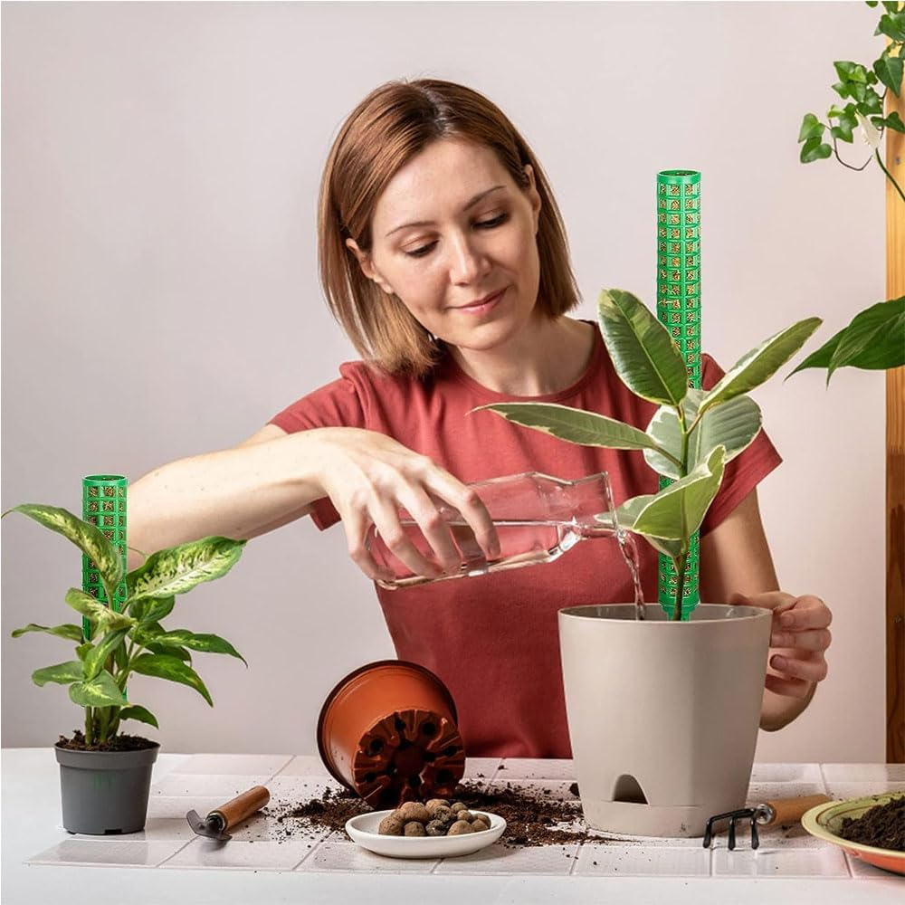 4Pcs Moss Pole for Plants Monstera, Stackable Green Mesh Moss Pole Plastic Plants Extendable Moss Sticks, Totem Pole for Plant Stakes and Supports Potted Plants Indoor Climbing Plants (Green)