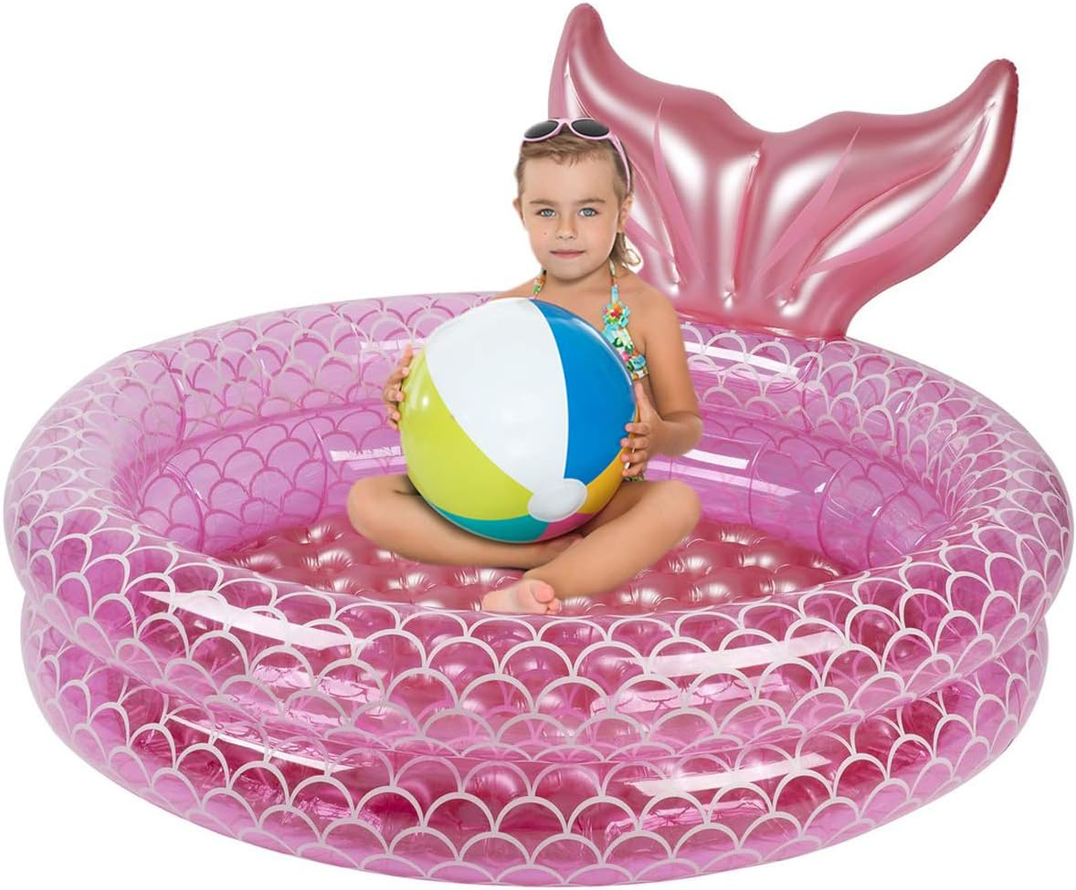 Inflatable Backyard Kiddie Pools Mermaid, Garden round Swimming Pool for Kids, Kiddie Paddling Pool Indoor&Outdoor Toddler Water Game Play Center in Summer (47 Inch) image number 3