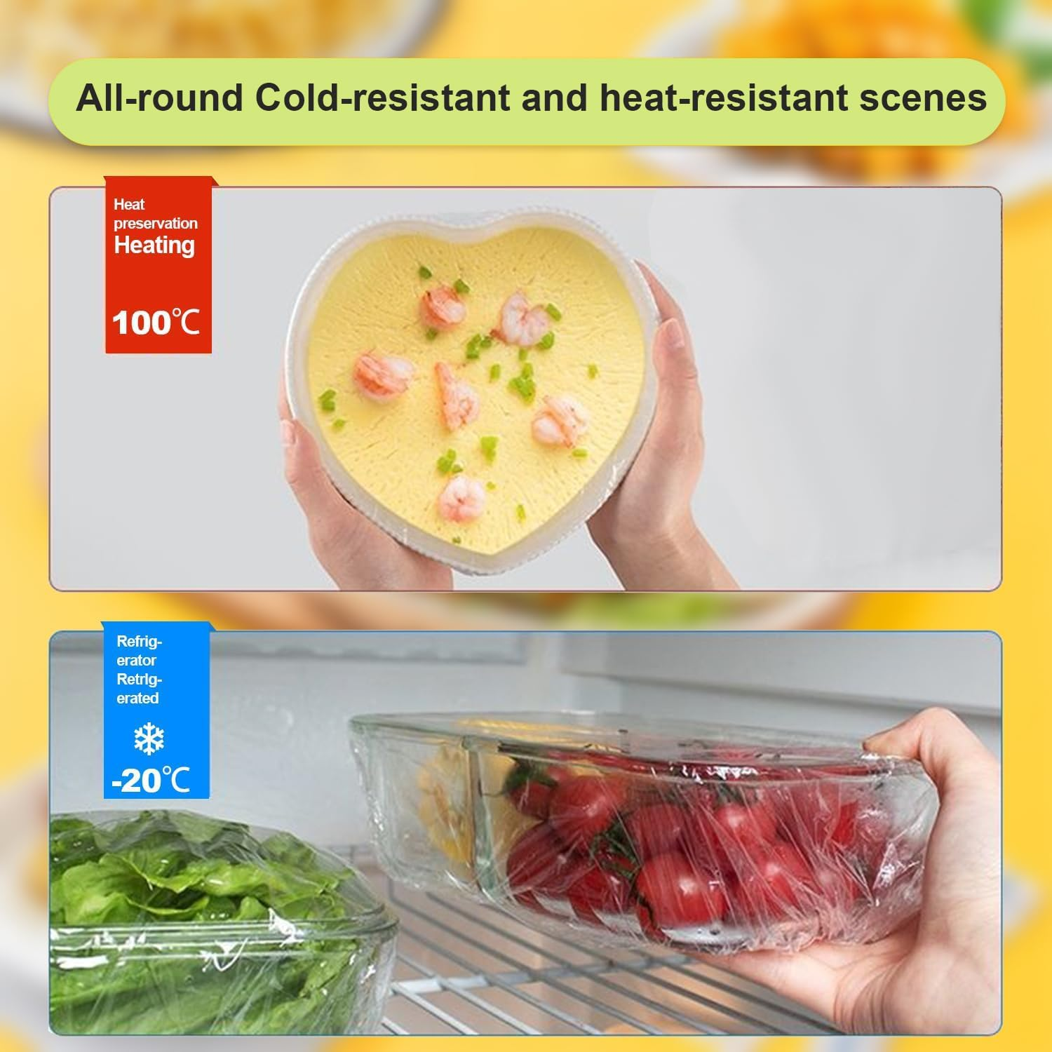 200 Pcs Elastic Food Storage Covers Clear Plastic Wrap Bowl Covers & 5 Pairs of Disposable Gloves Alternative to Foil for Outdoor Picnic for Restaurant Picnic image number 5