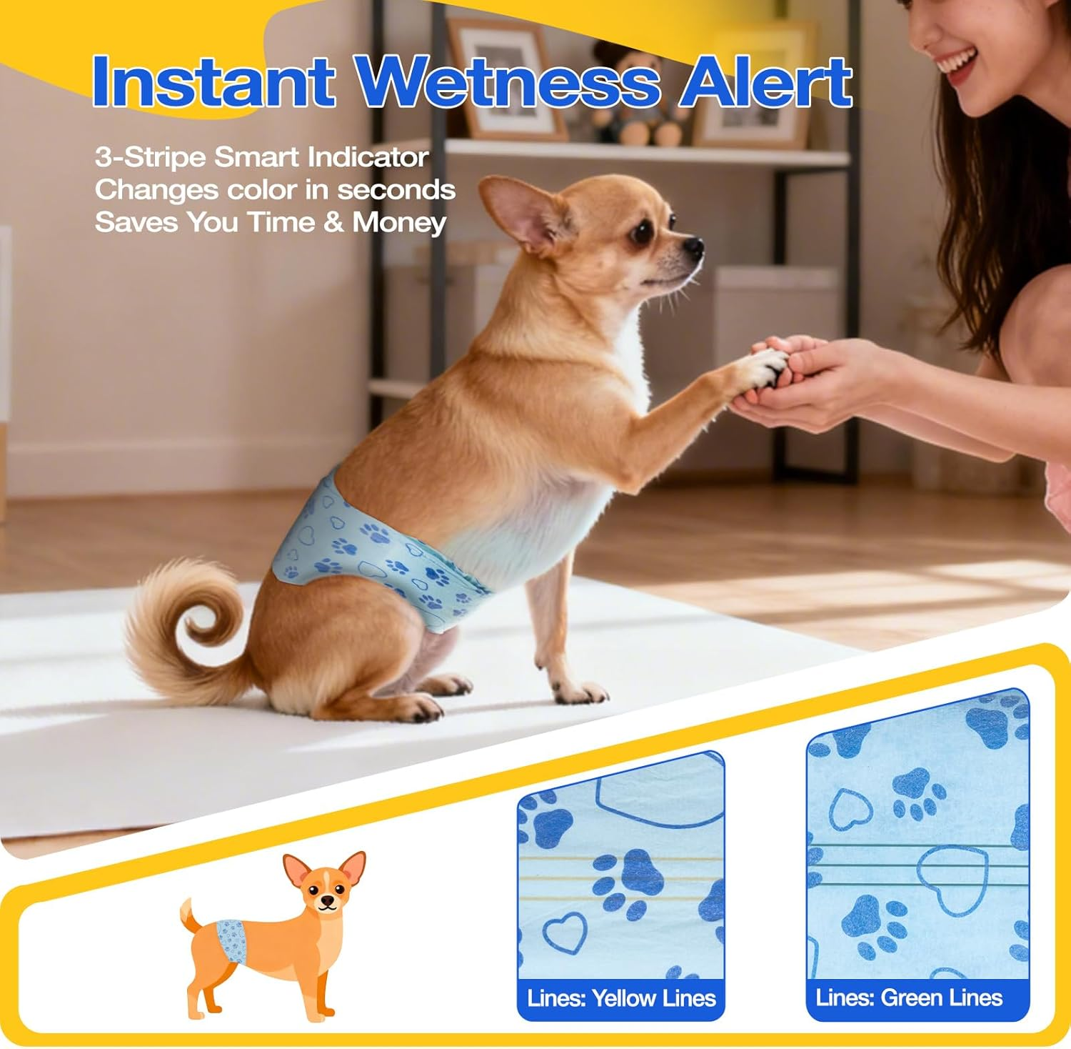 Male Dog Diapers Disposable with Wetness Indicator, Adjustable Puppy Diapers Male, Flashdry Gel Technology, Male Dog Wraps for Incontinence & Sprying (XS, Count, 26) image number 4