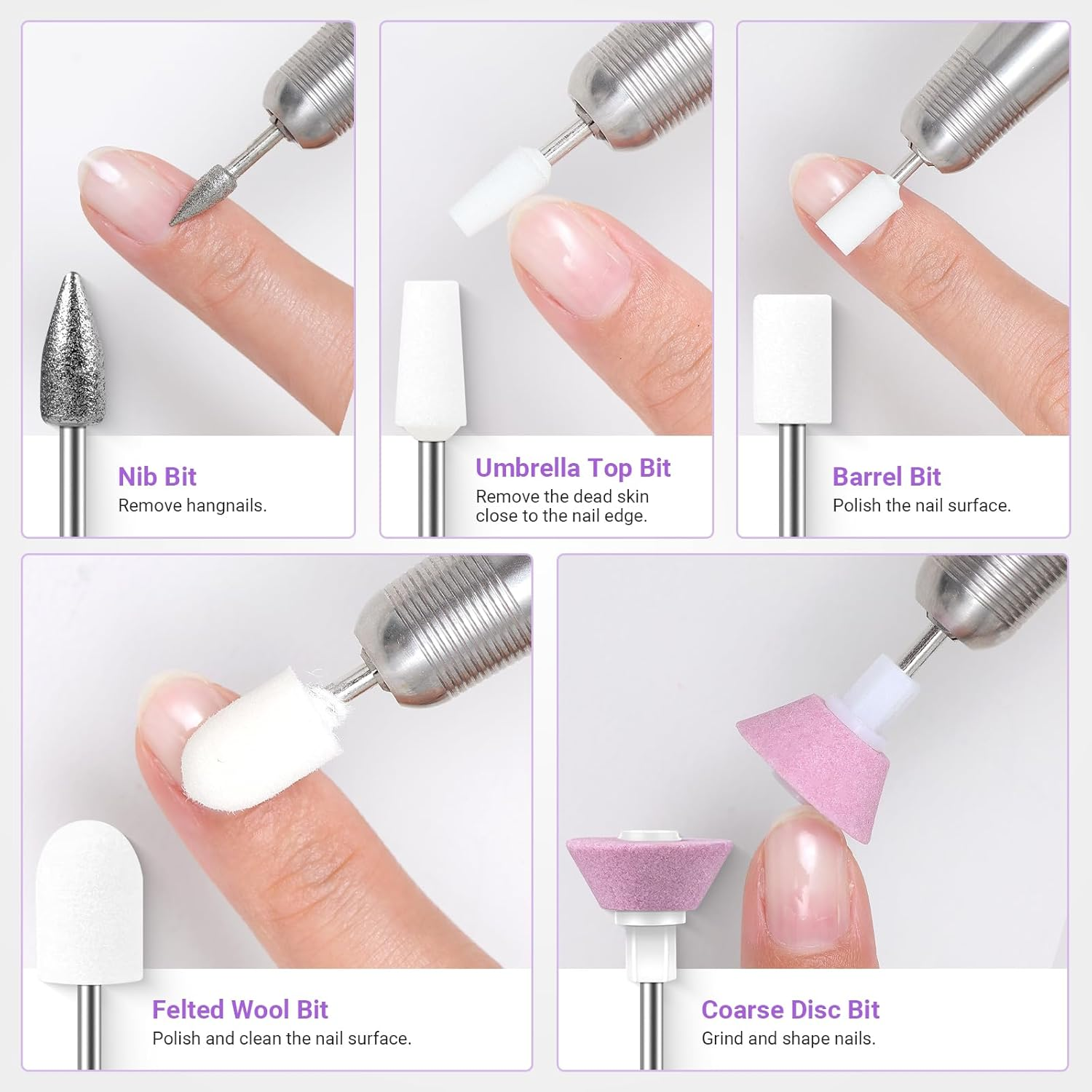 Melodysusie 21Pcs Nail Drill Bit Set, Professional 3/32'' Ceramic Diamond Carbide Acrylic Gel Nail Art Tool Kit, Cuticle Remover Bit for Acrylic Gel Dip Powder, Nail Manicure Pedicure, Salon Home image number 2