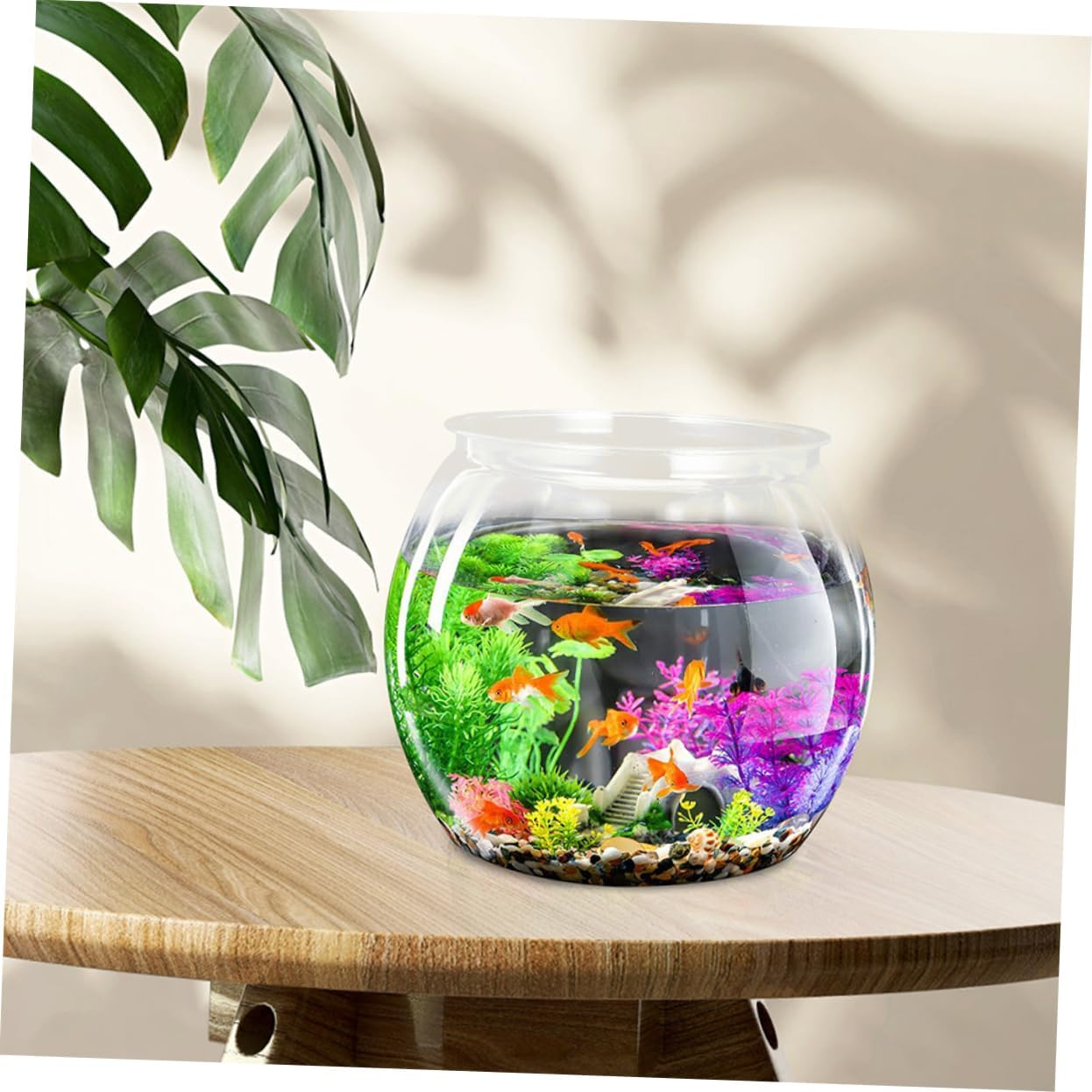 Abaodam Compact Transparent Desktop Aquarium Tank for Goldfish and Small Turtles Break Resistant Plastic Fish Bowl with Clear View for Office and Home Use Multi Function Small Aquatic Pet image number 6