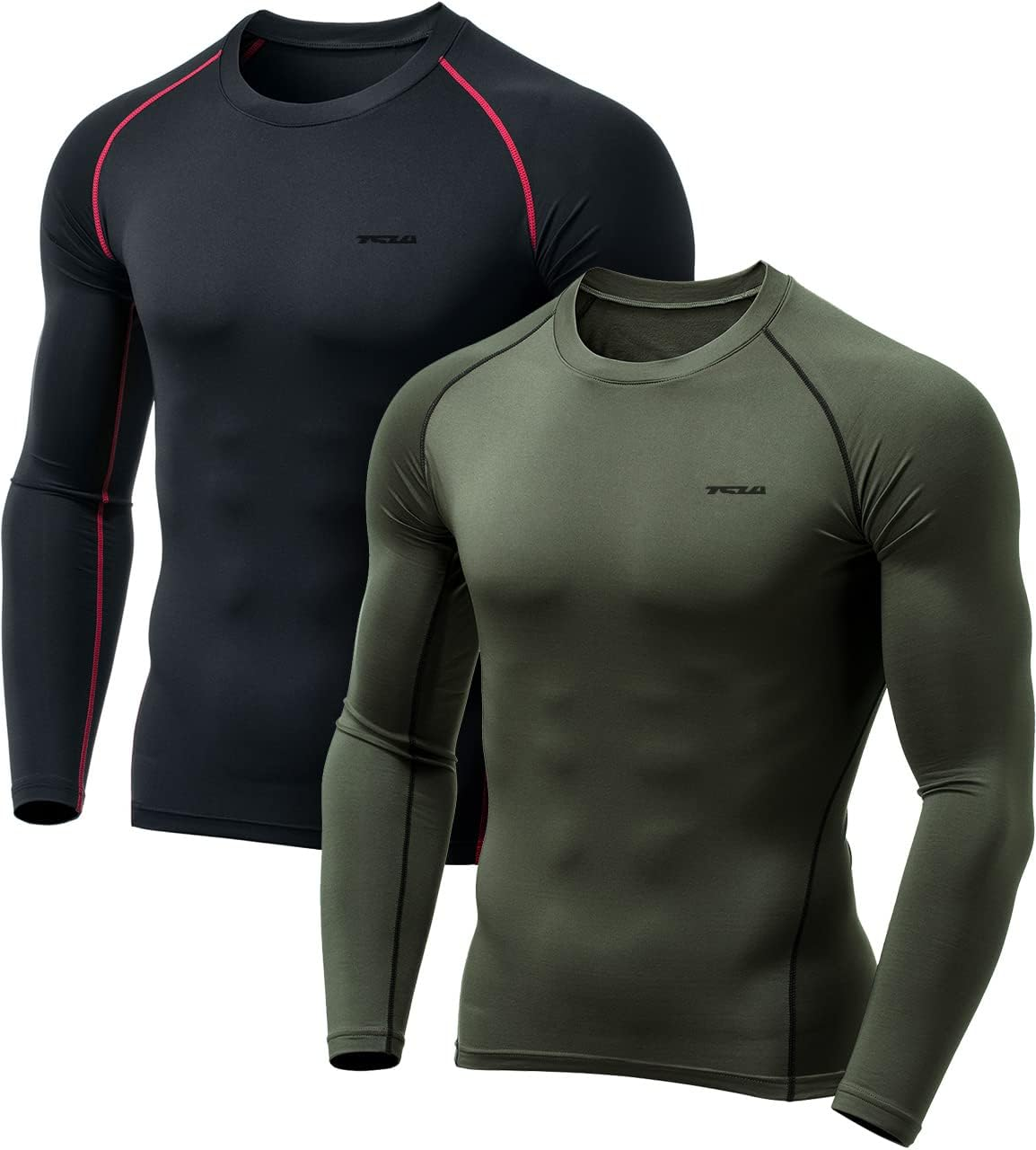 TSLA Men&rsquo;S Thermal Compression Base Layer Shirt | Fleece-Lined Long Sleeve Top for Winter Running & Training (1 or 2 Pack)