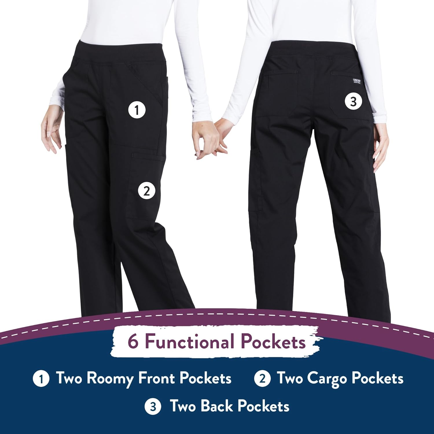 CHEROKEE WW Professionals WW170 Mid Rise Straight Leg Pull-On Pant image number 4