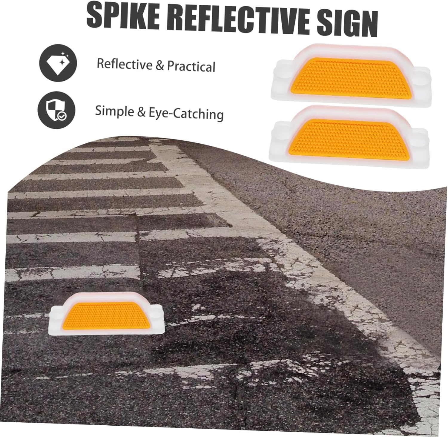 2Pcs Rectangular Reflective Driveway Markers 11.5X40Mm Dual Yellow Fence Reflectors for Road Safety Pavement Delineators Suitable for Parking Lots and Highways image number 6