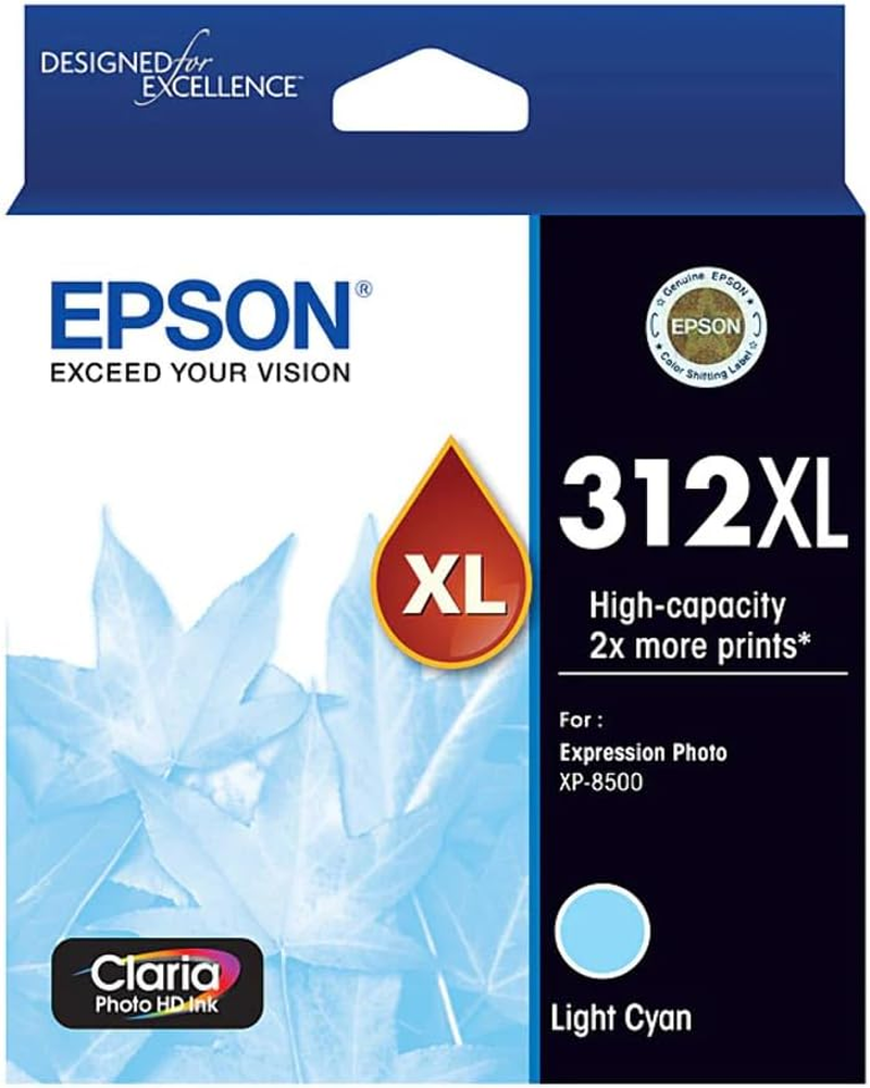 Epson 312XL - High Capacity Claria Photo HD - Light Cyan Ink Cartridge for XP-8500, XP8600, XP8700, Single Pack, C13T183592