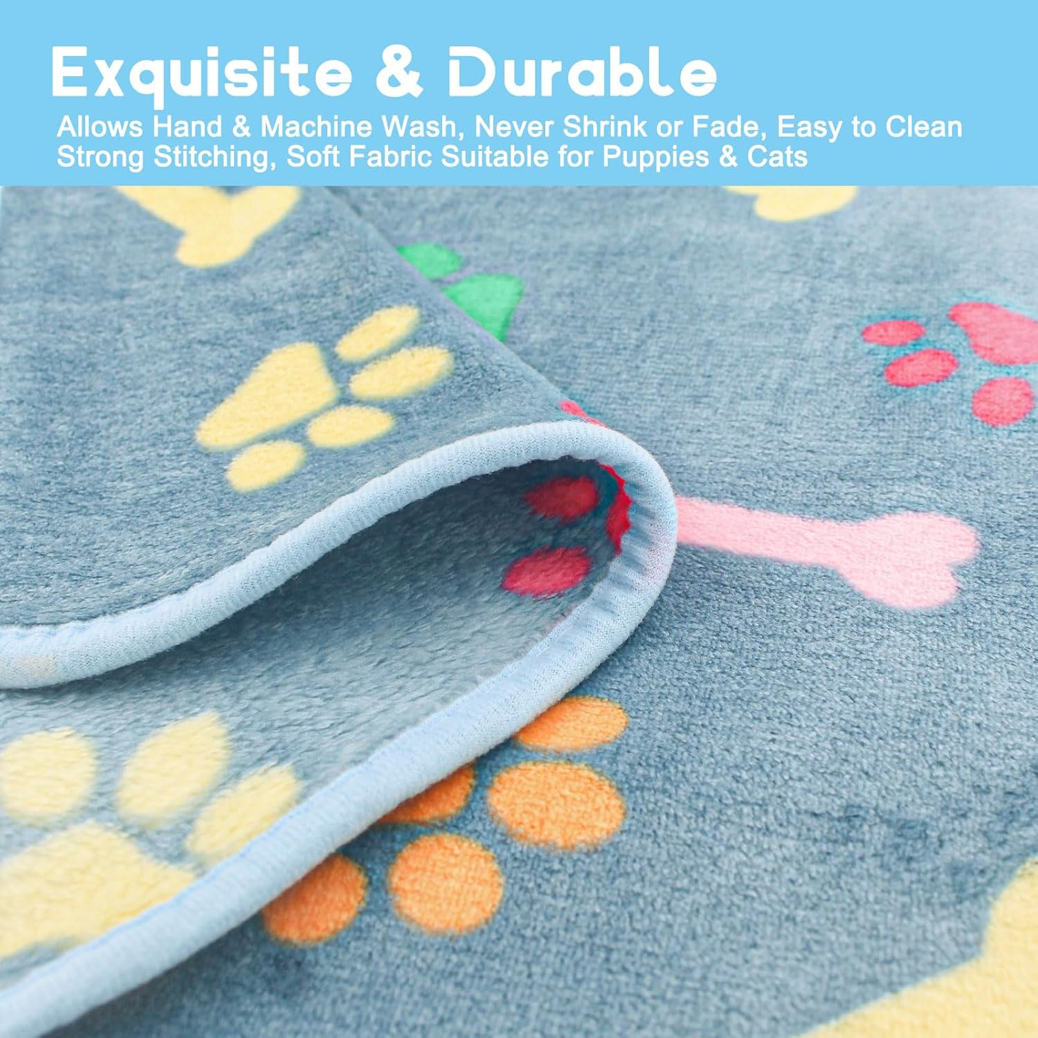 1 Pack 3 Dog Blankets, 3 Pcs Pet Flannel Blankets, Super Soft Fluffy Cute Bone Pattern Fleece Pet Blanket, Throw Blankets for Dogs & Cats, Bedding, Couches & Travel Puppy Blankets image number 5