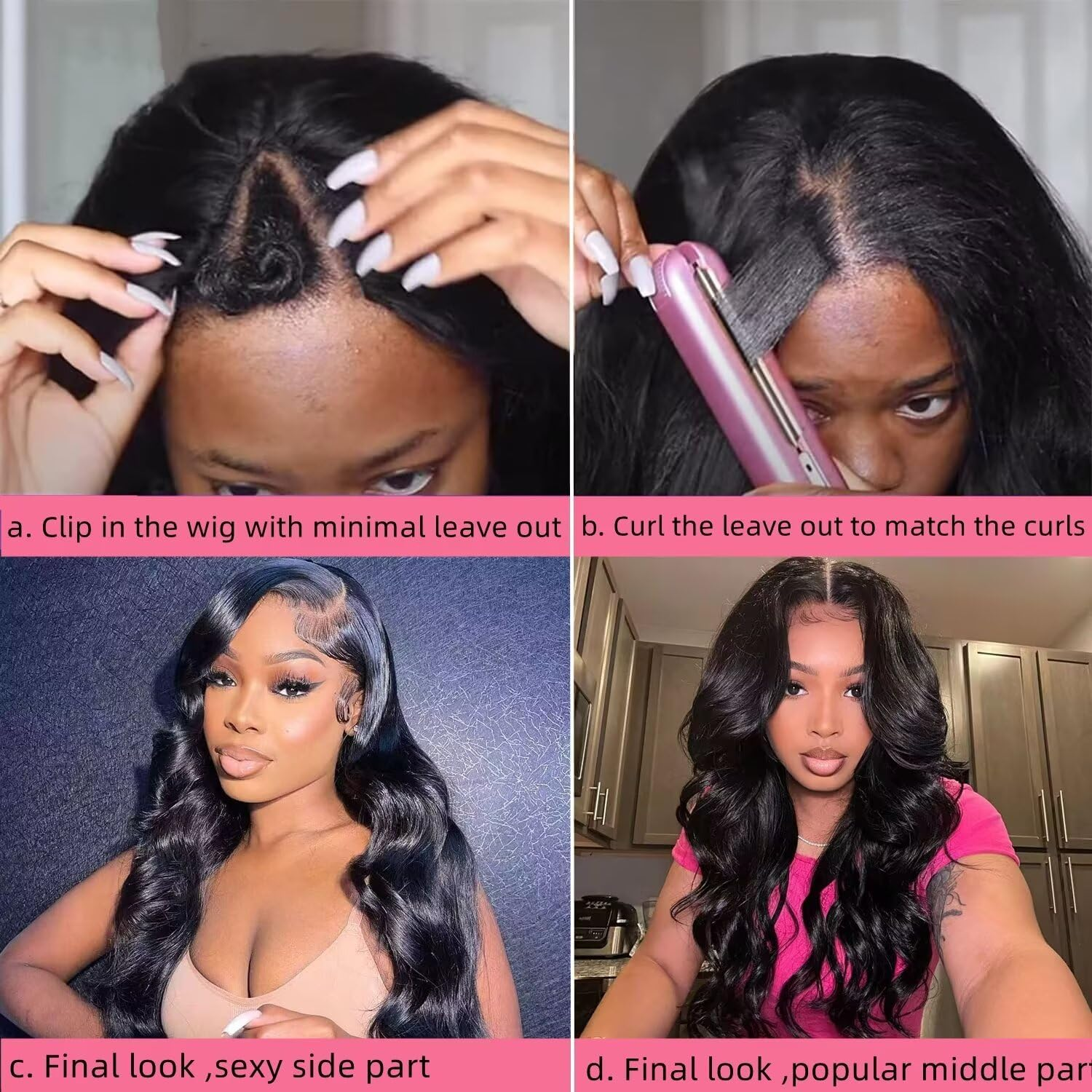 V Part Human Hair Wig Leaving Nothing Out,Upgraded U Part Human Hair Wig,150% Density Body Wave Glueless V Part Wig image number 4