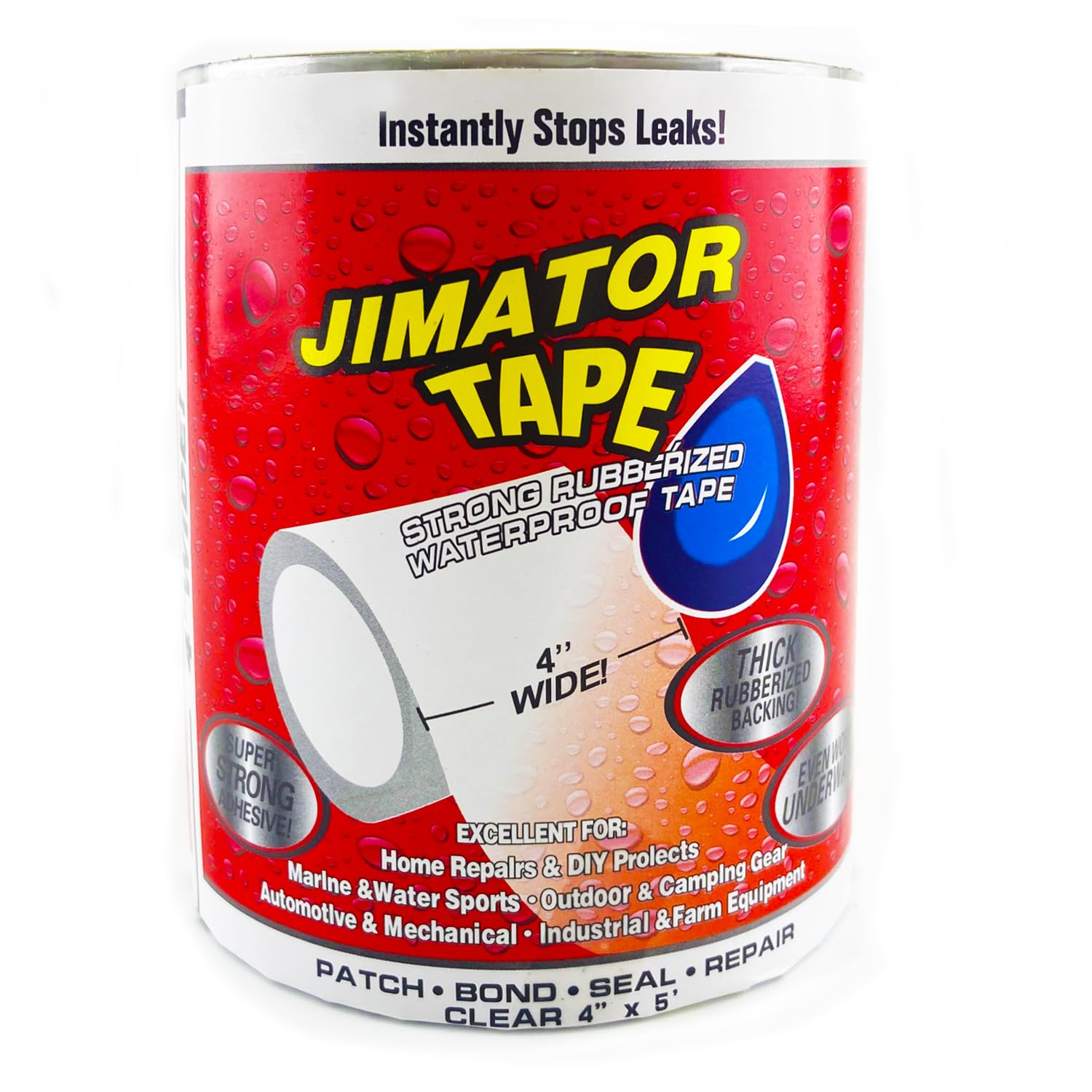 KAIHENG Strong Waterproof Patch Seal Tape, 4IN*5 FT Clear Leak Repair Tape, Heavy Duty Sealant Duct Tape for Home RV Roof Plumbing and Boats Pool Repairs, Underwater, Indoor Outdoor