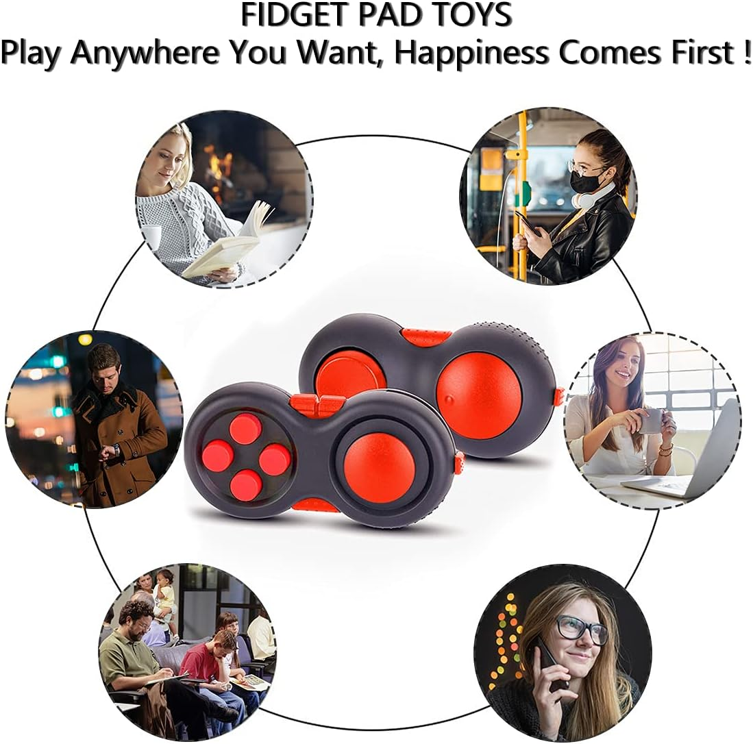 Small Fidget Pad Buttons Controller Toys for Kids Adults with Anxiety and Autism (Black & Red) - Black,Blue image number 7