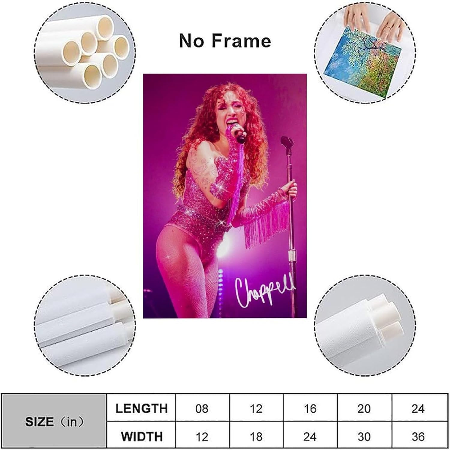 Singer Chappell Roan Poster Poster Canvas Painting Wall Art Picture Home Decor Print for Bedroom Living Room Dorm Study Bar Office 12X18Inch(30X45Cm) image number 1