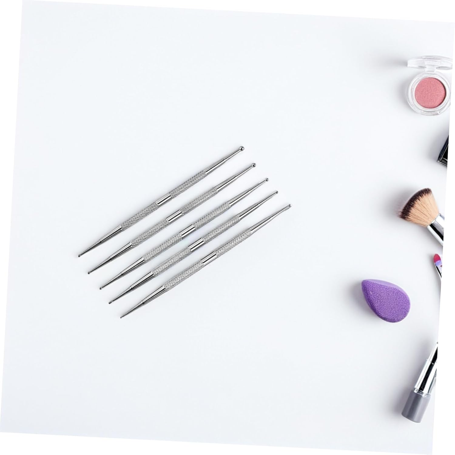 GAXIRE 5PCS Stainless Steel Nail Dotting Pens Dual Ended Manicure Tools for Rhinestones Painting Embossing and DIY Nail Art Design Portable and Durable Set image number 6