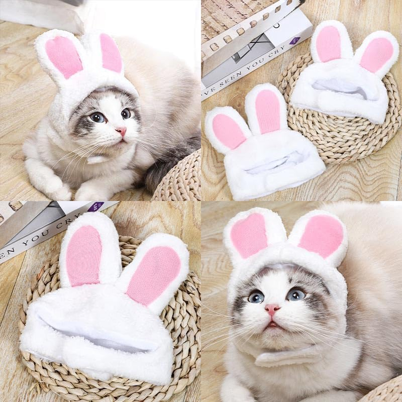 LERTREE Pet Bunny Ears Hat, Plush Rabbit Cosplay Headdress for Puppy Cat Easter Party Headwear image number 6