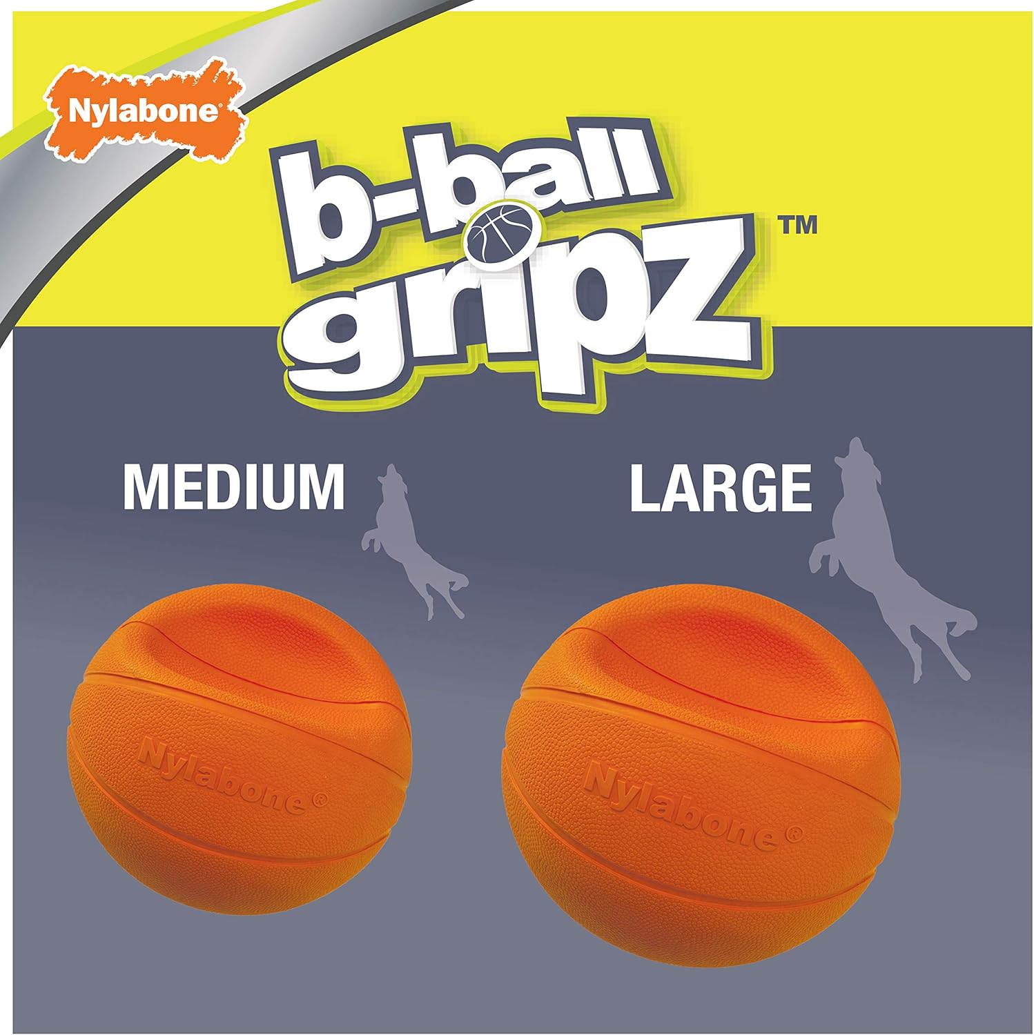 Nylabone Power Play Gripz Felt Basketball Rubber Fetch Toy, Squeaky Ball for Dogs, Medium (1 Count) image number 3