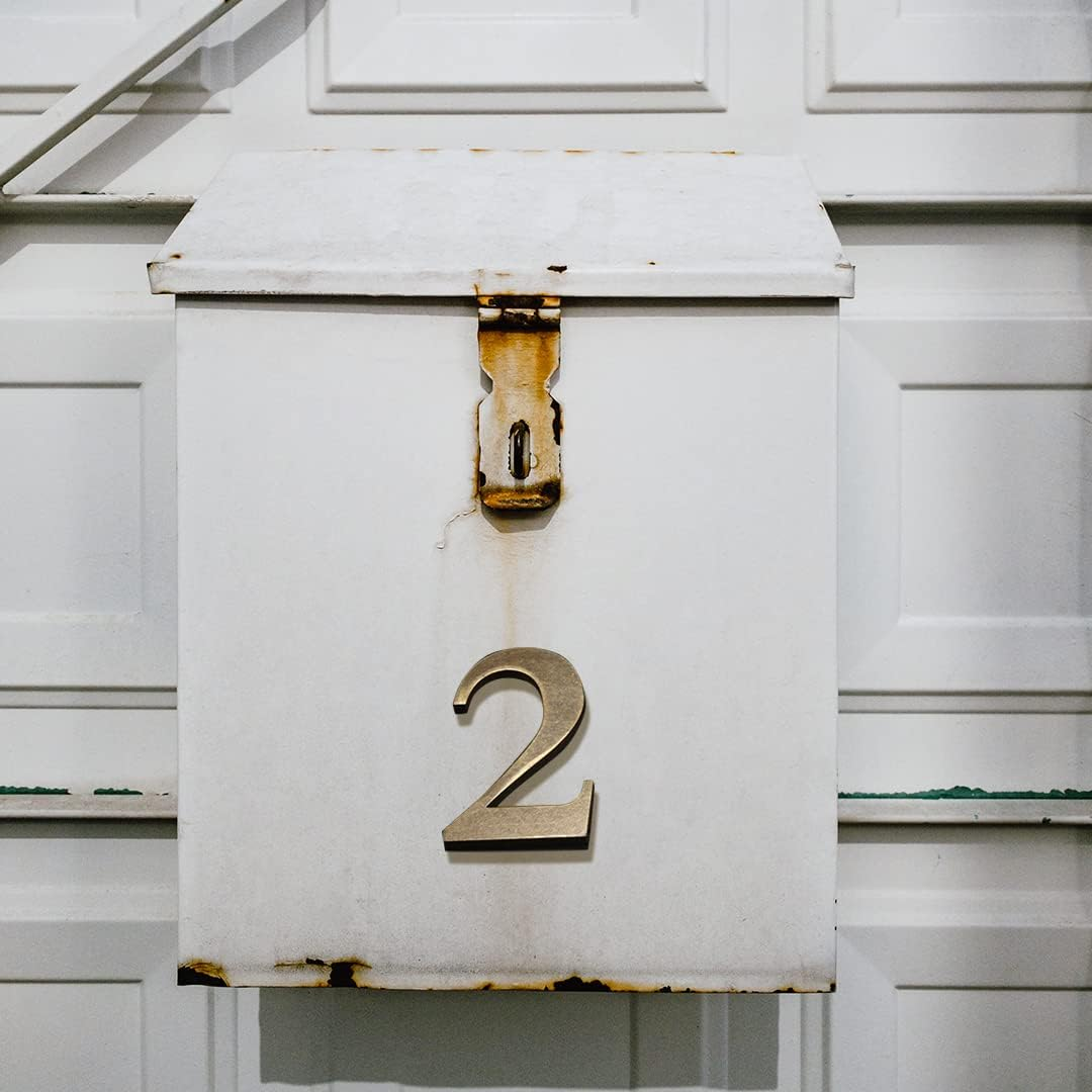 Zayookey Metal House Number Antique 4 Inches (10 Cm) Modern Self-Adhesive Door Numbers House Address Numbers Plaque Street Metal House Number (Door Number 2) - Door Number 0 image number 3