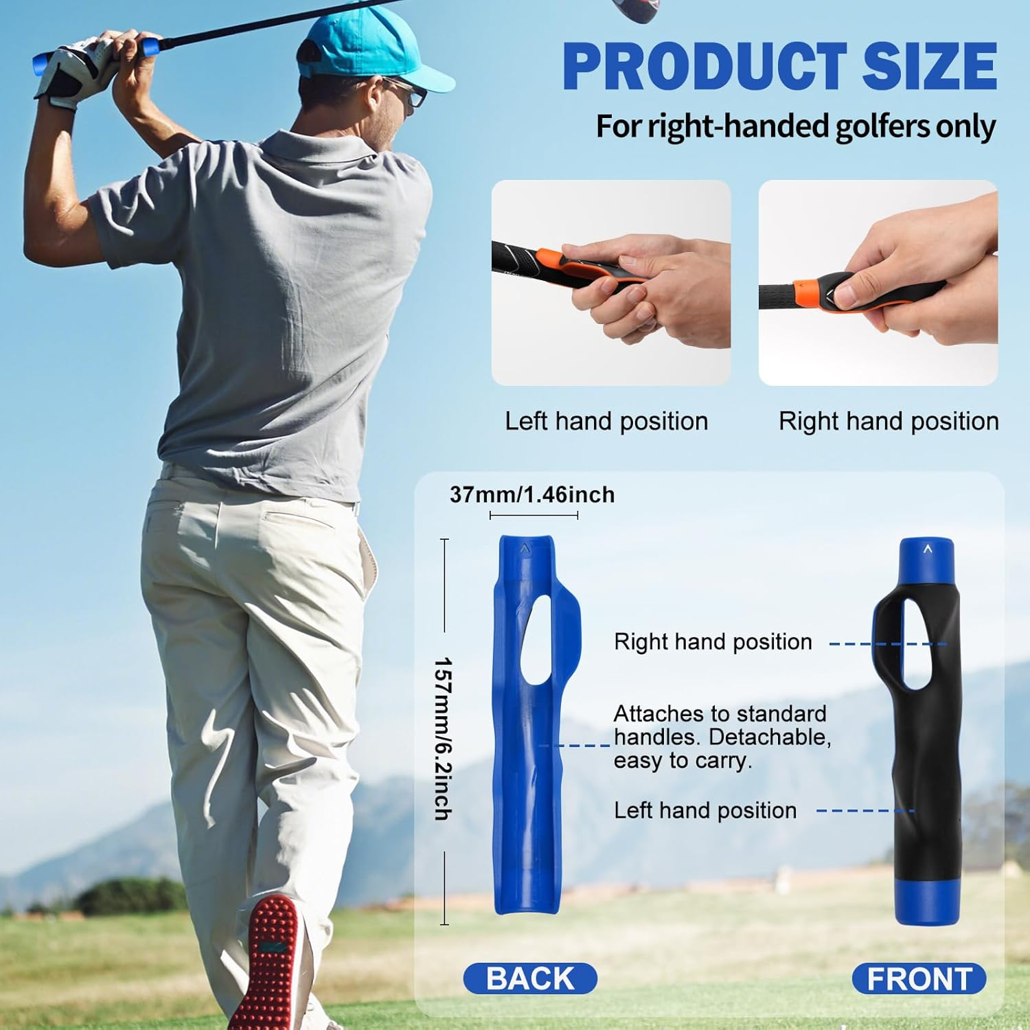 YOSHINE Golf Grip Trainer - Portable Grip Trainer Golf 2Pcs, Golf Training Aid for Beginners, Golf Grip Training Aid to Help Train Correct Hand Position, Suitable for Right-Handed Golfers image number 6
